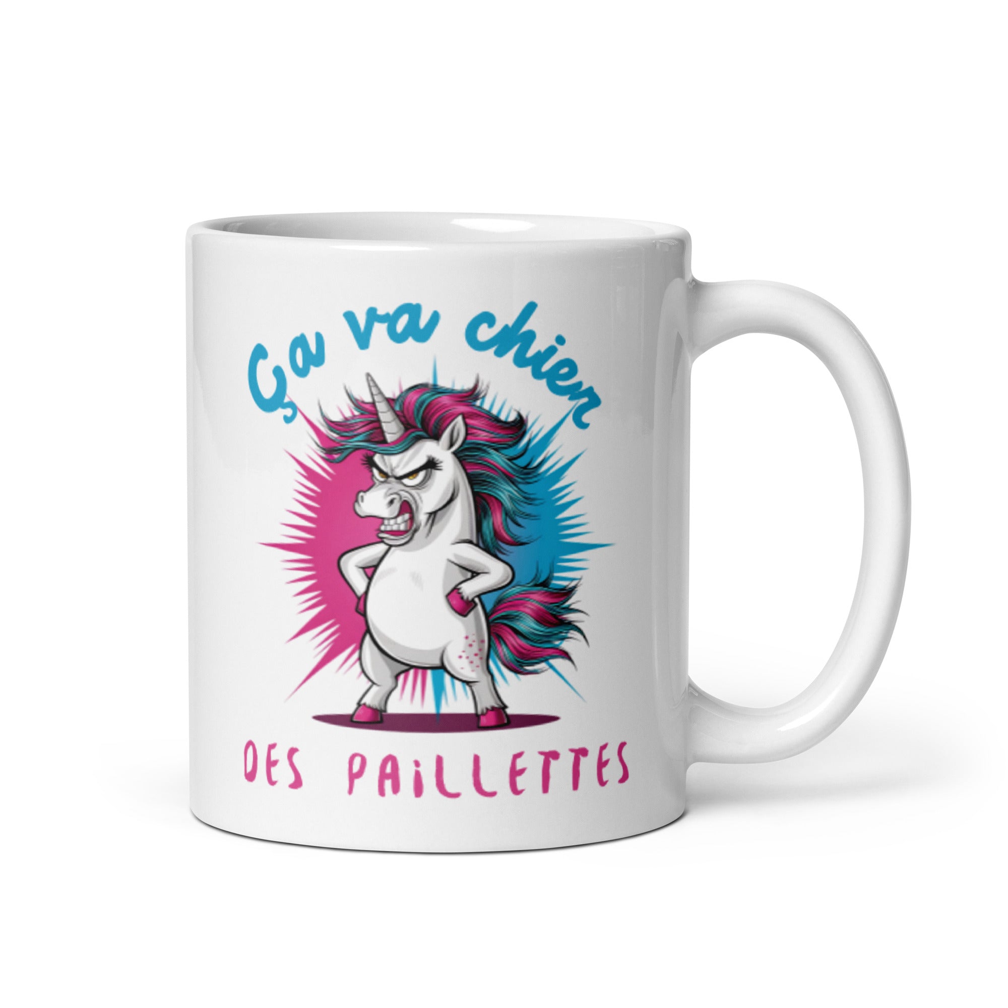 Mug Blanc Brillant Ça Va Chier Des Paillettes