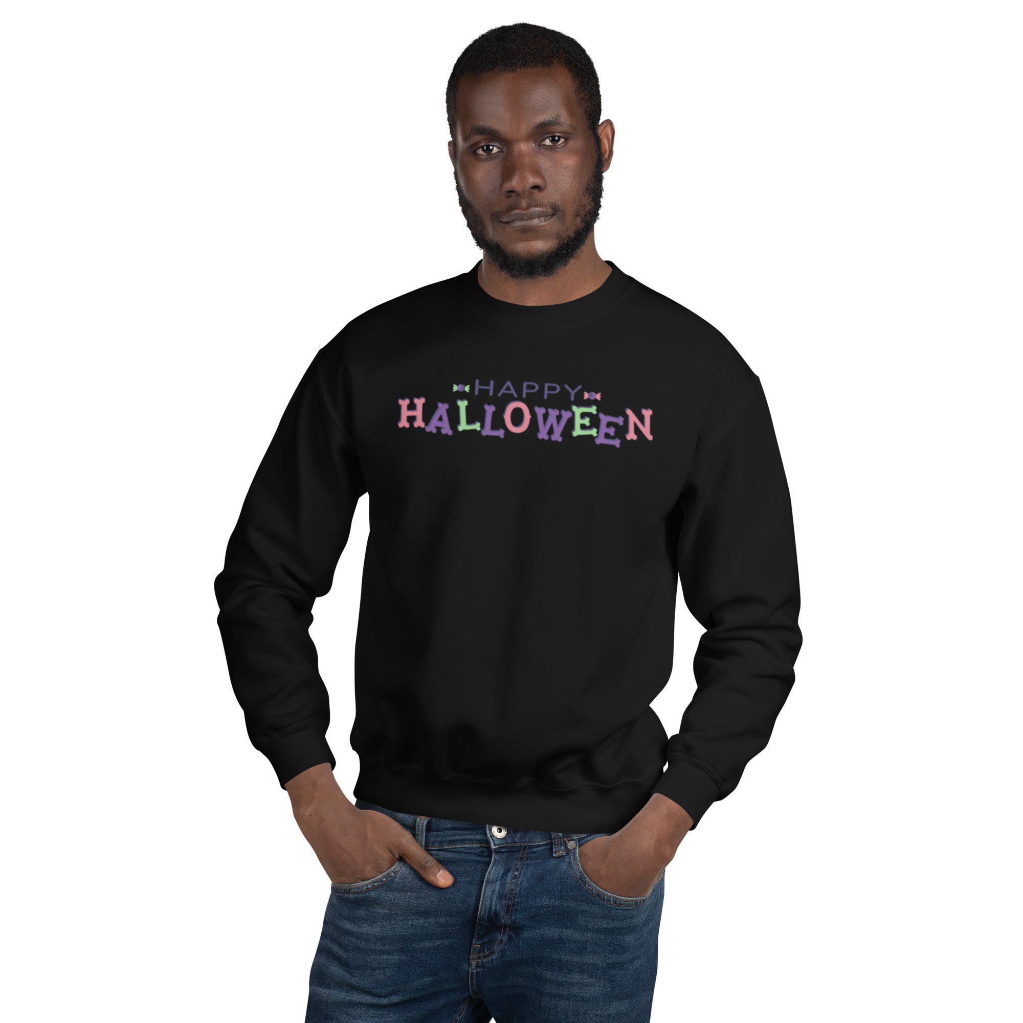 Sweat Unisexe à Col Rond Happy Halloween couleurs