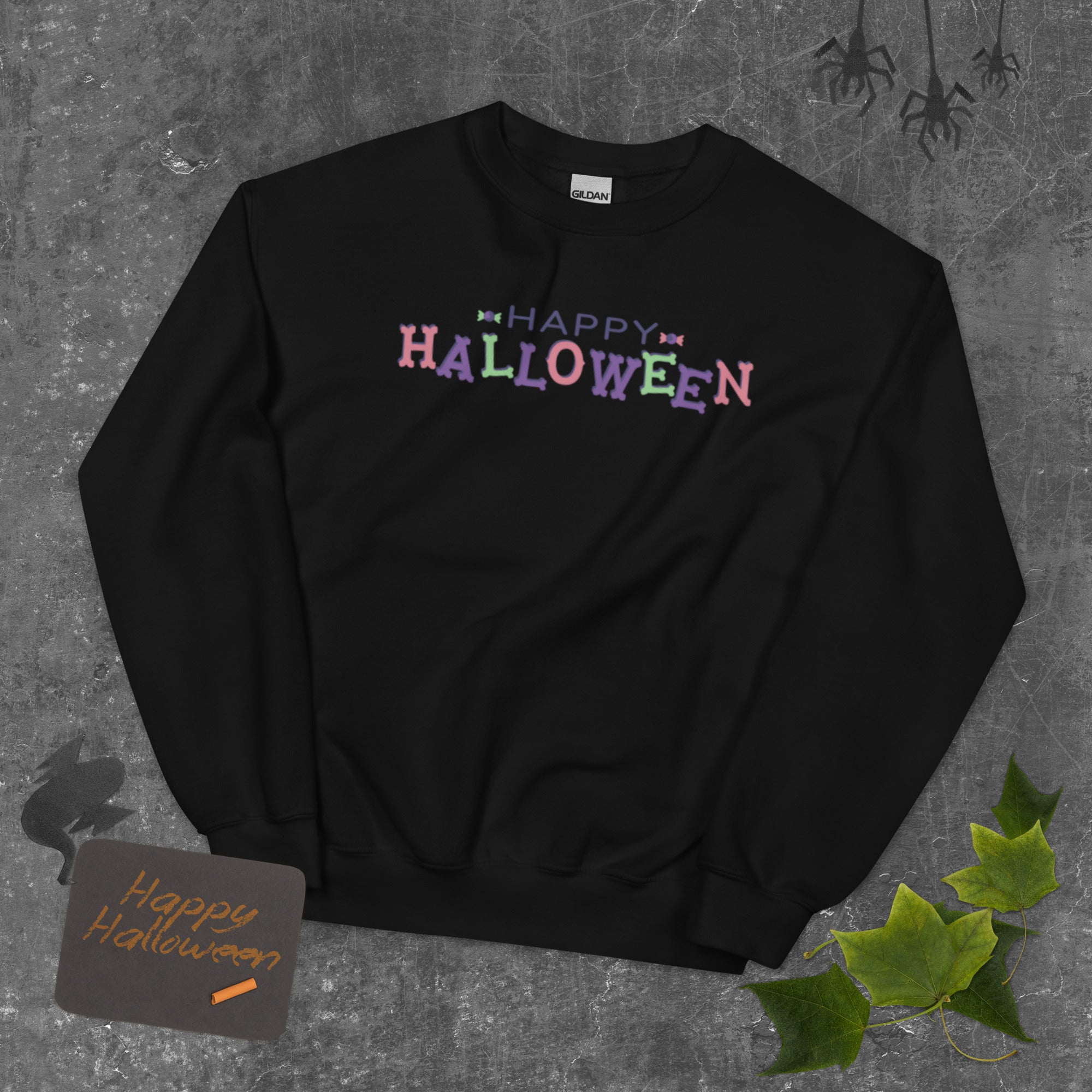 Sweat Unisexe à Col Rond Happy Halloween couleurs