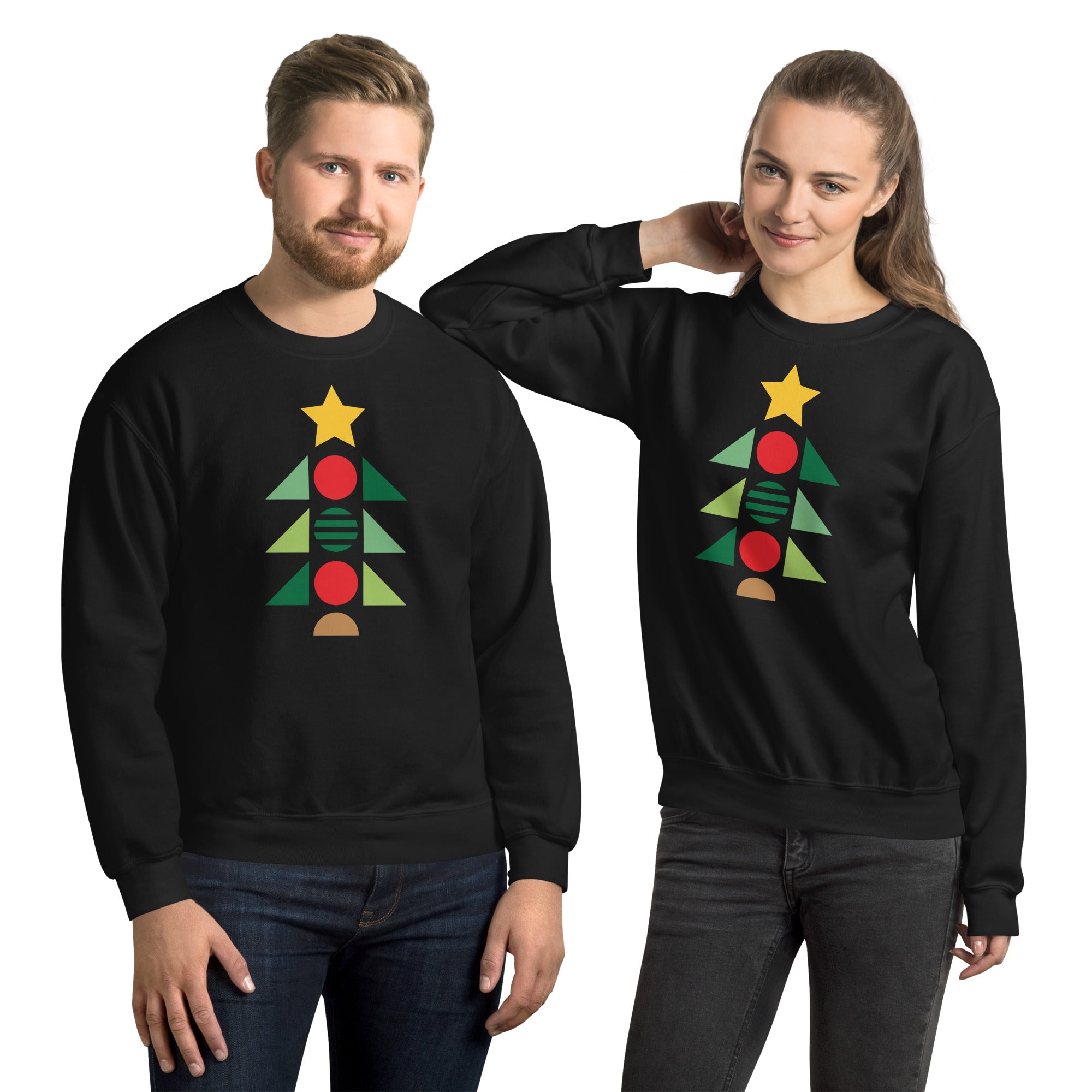 Sweat Unisexe à Col Rond Sapin de Noël Minimaliste