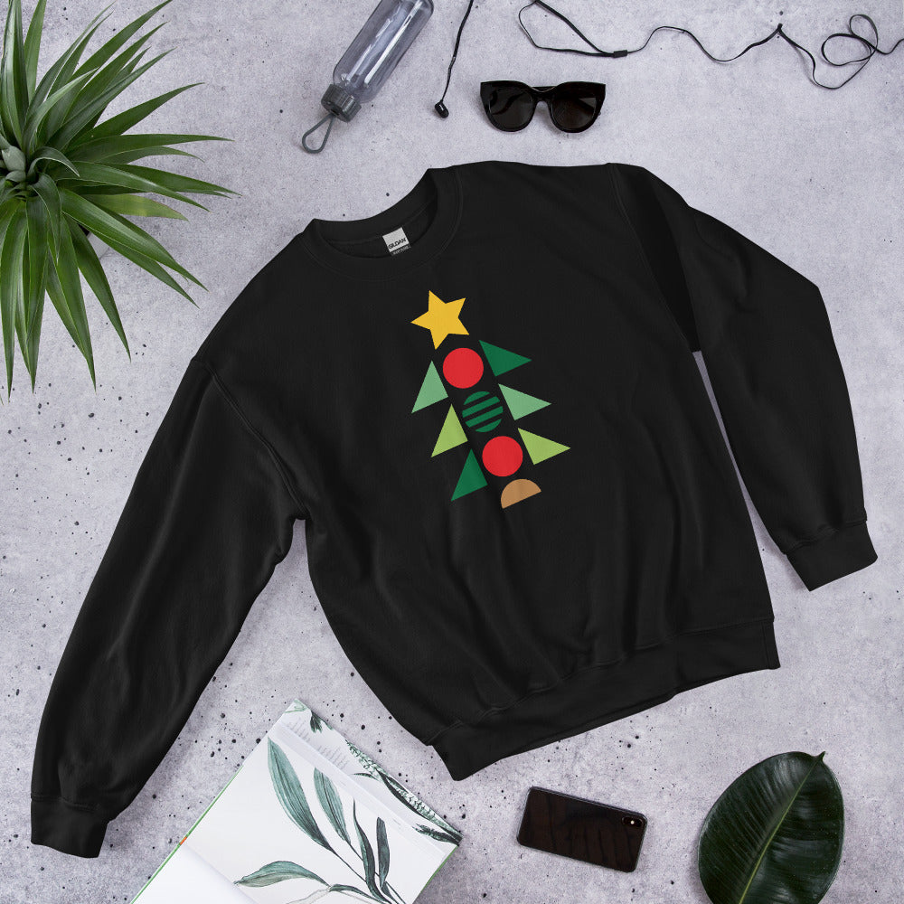 Sweat Unisexe à Col Rond Sapin de Noël Minimaliste