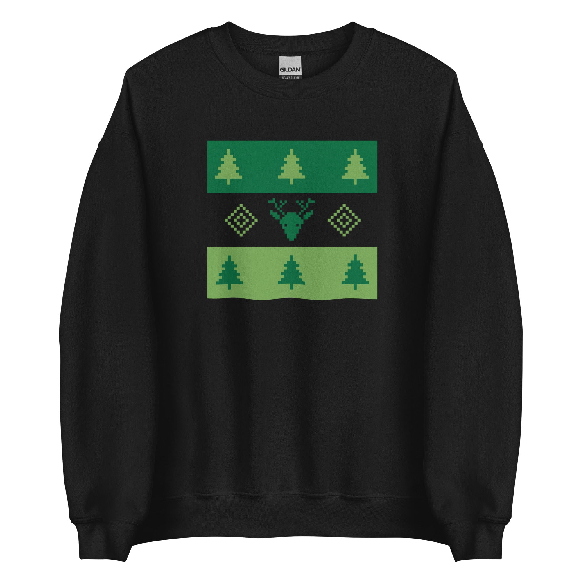 Sweat Unisexe à Col Rond Pull de Noël Sapins Renne