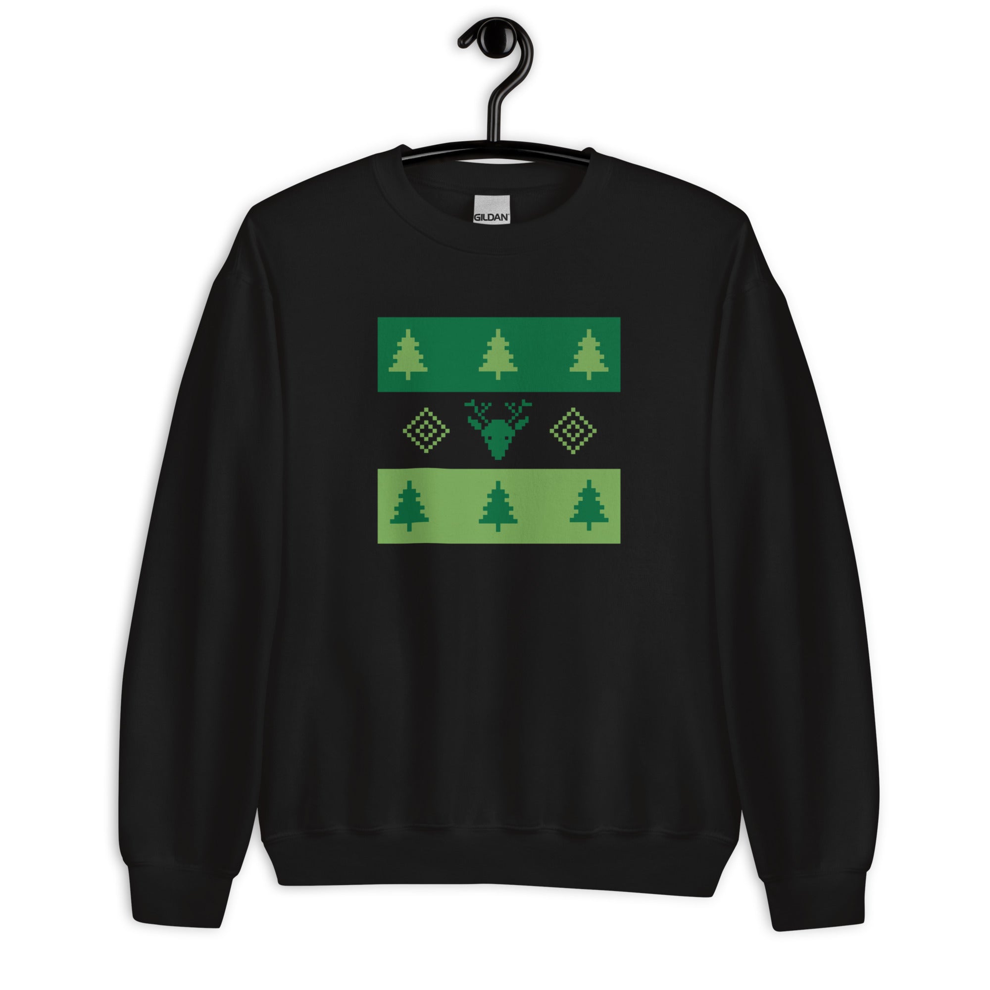 Sweat Unisexe à Col Rond Pull de Noël Sapins Renne