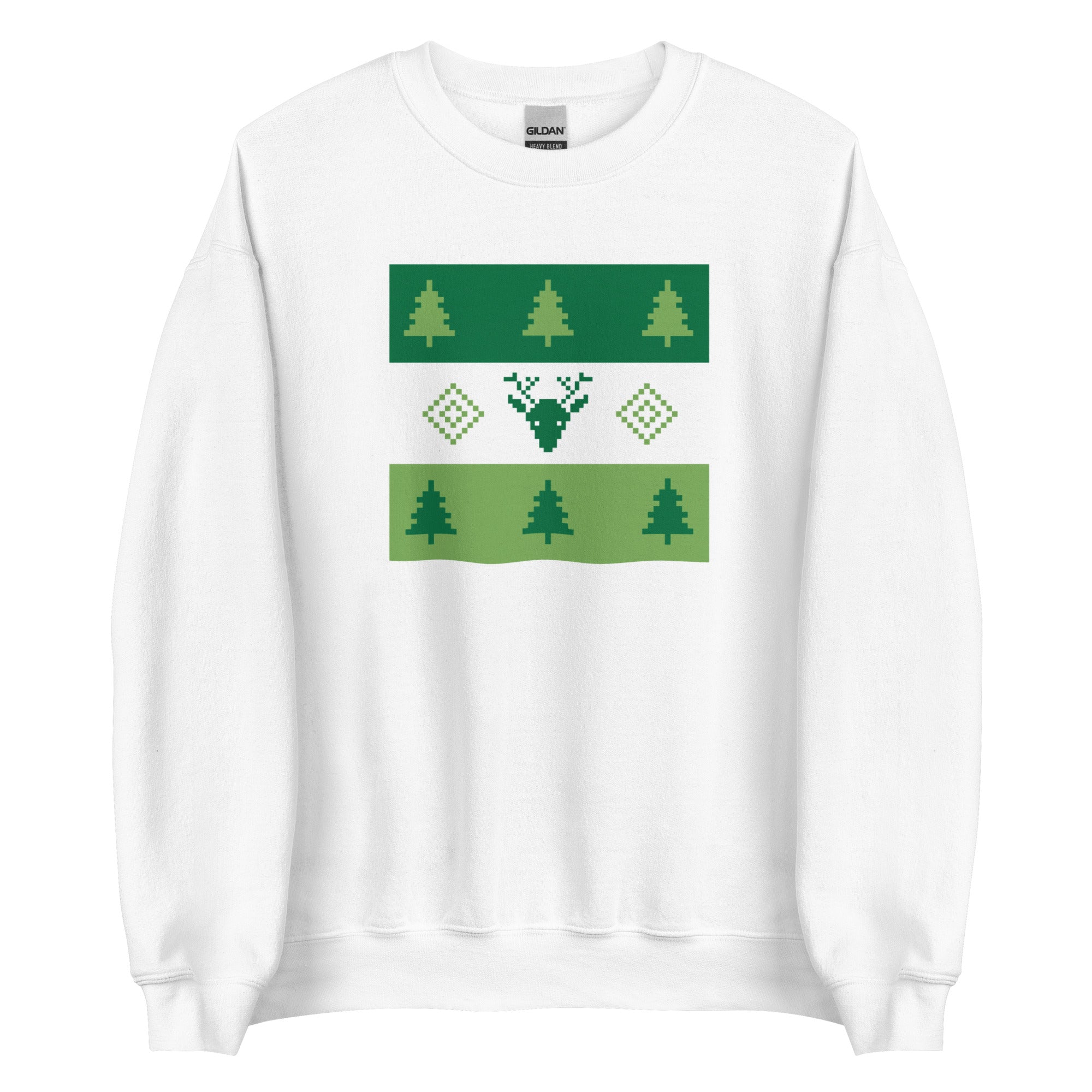 Sweat Unisexe à Col Rond Pull de Noël Sapins Renne