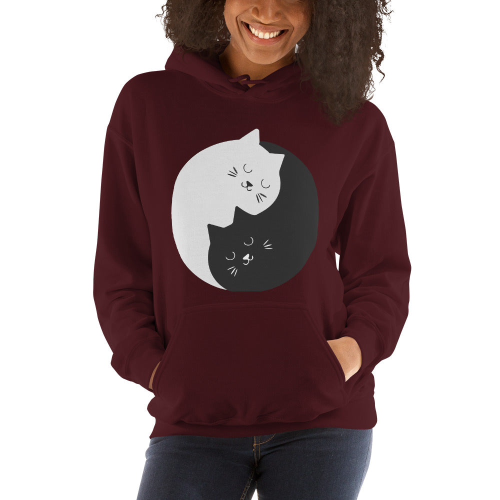 Sweat à capuche CHATS ENLACÉS Ying Yang