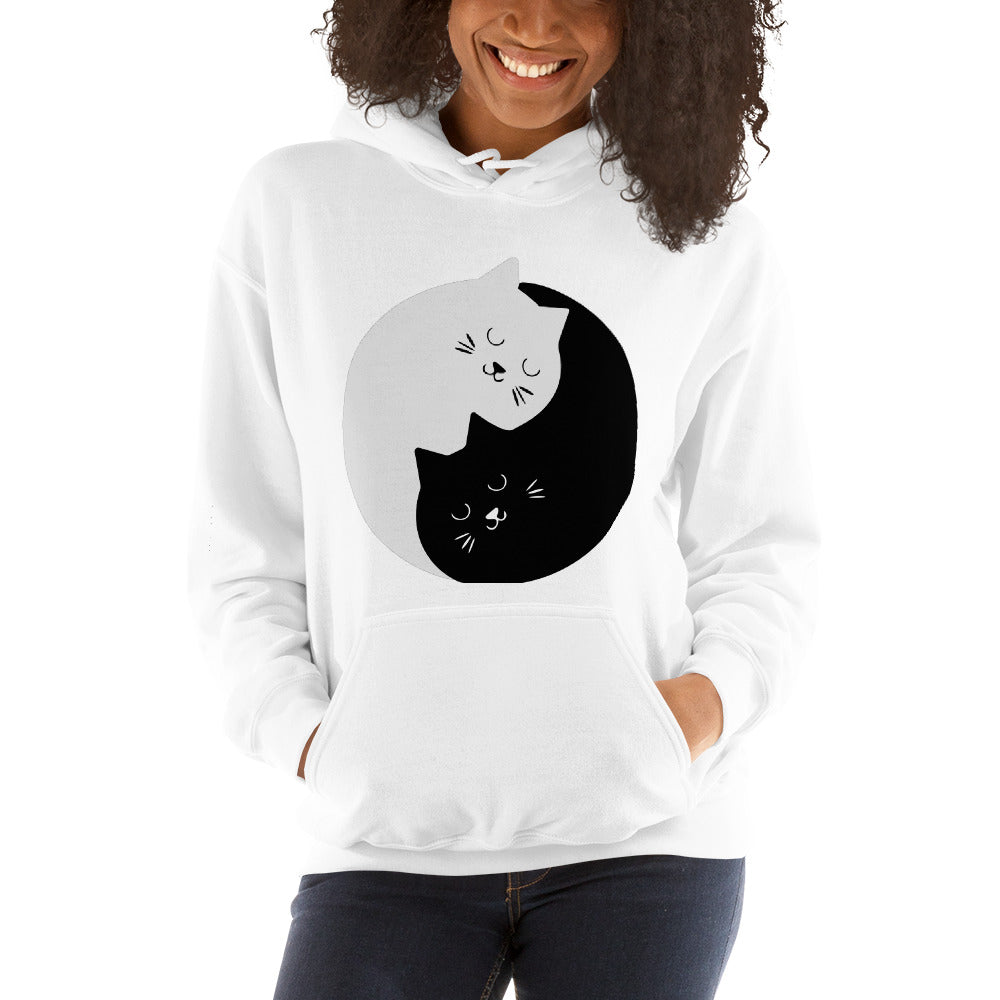 Sweat à capuche CHATS ENLACÉS Ying Yang