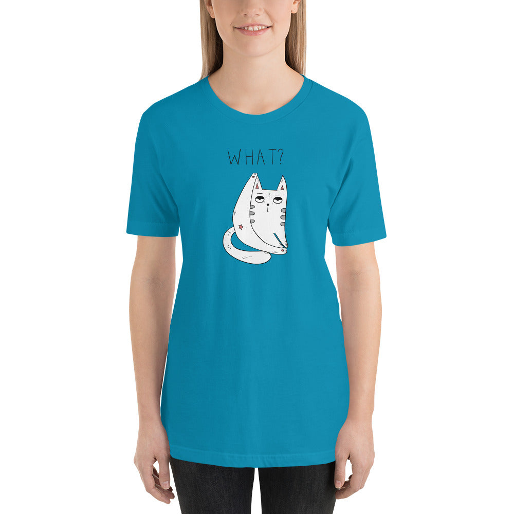 T-shirt Cat What Unisexe à Manches Courtes