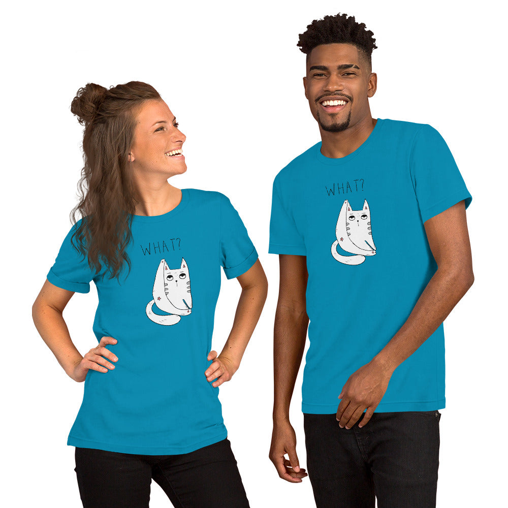 T-shirt Cat What Unisexe à Manches Courtes