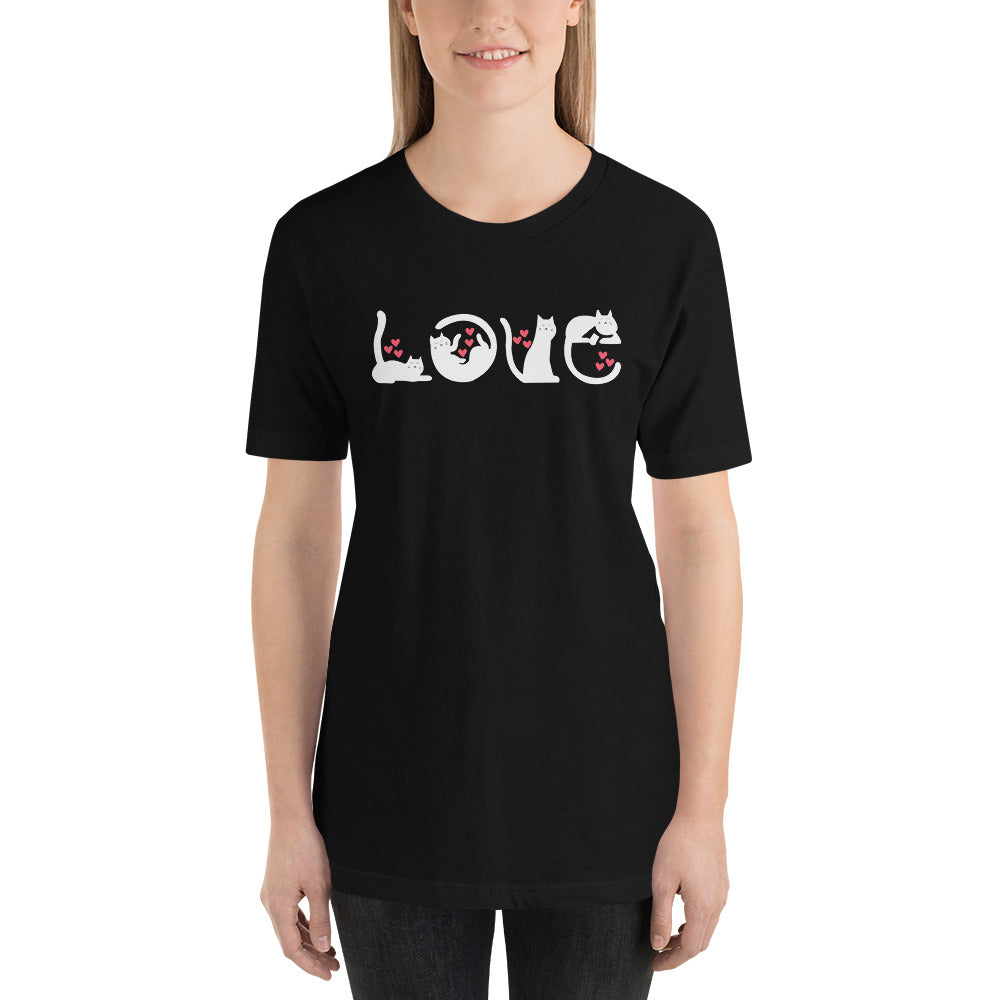 T-Shirt à manches courtes unisexe Chats Love