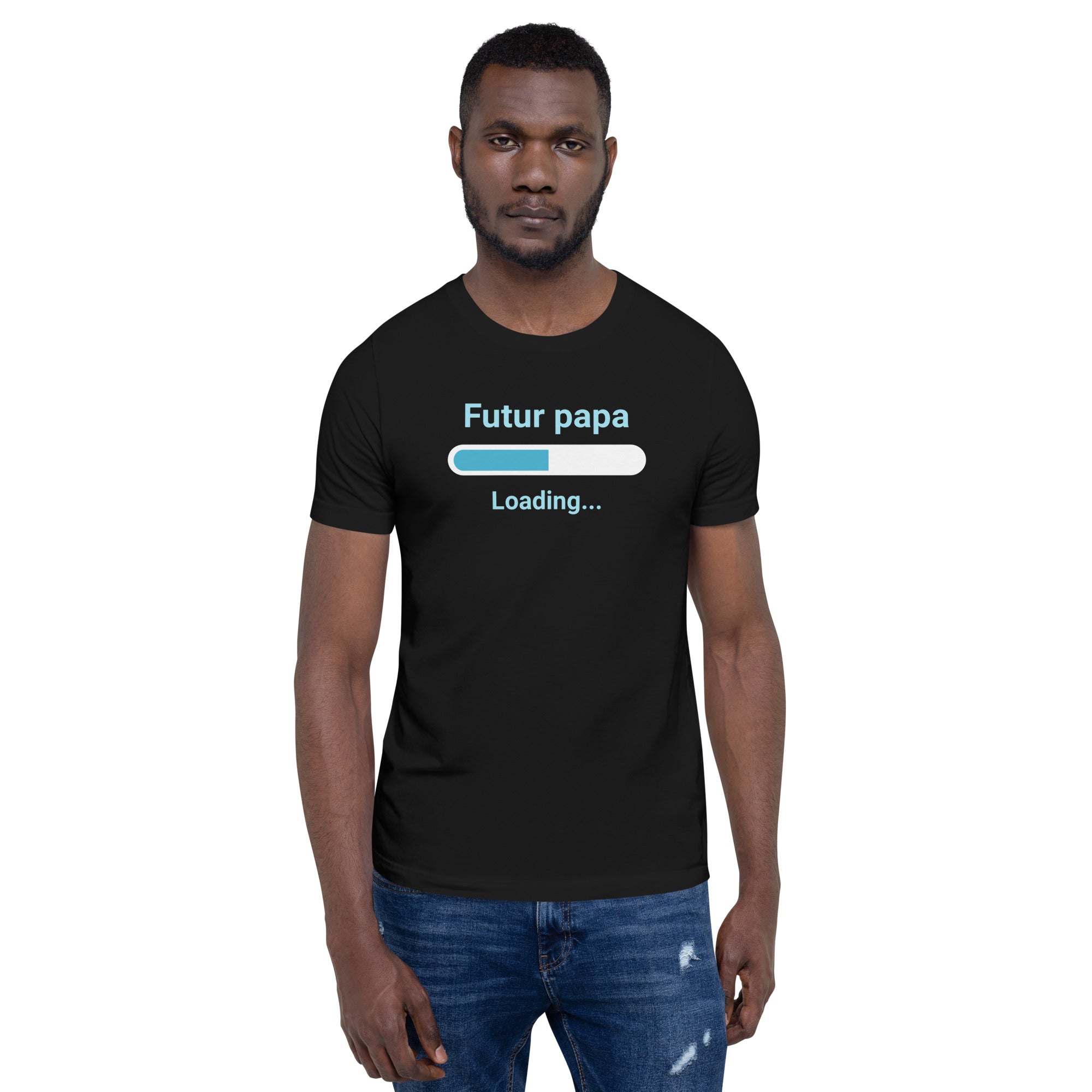 T-shirt unisexe Futur Papa loading (Lettrage clair)