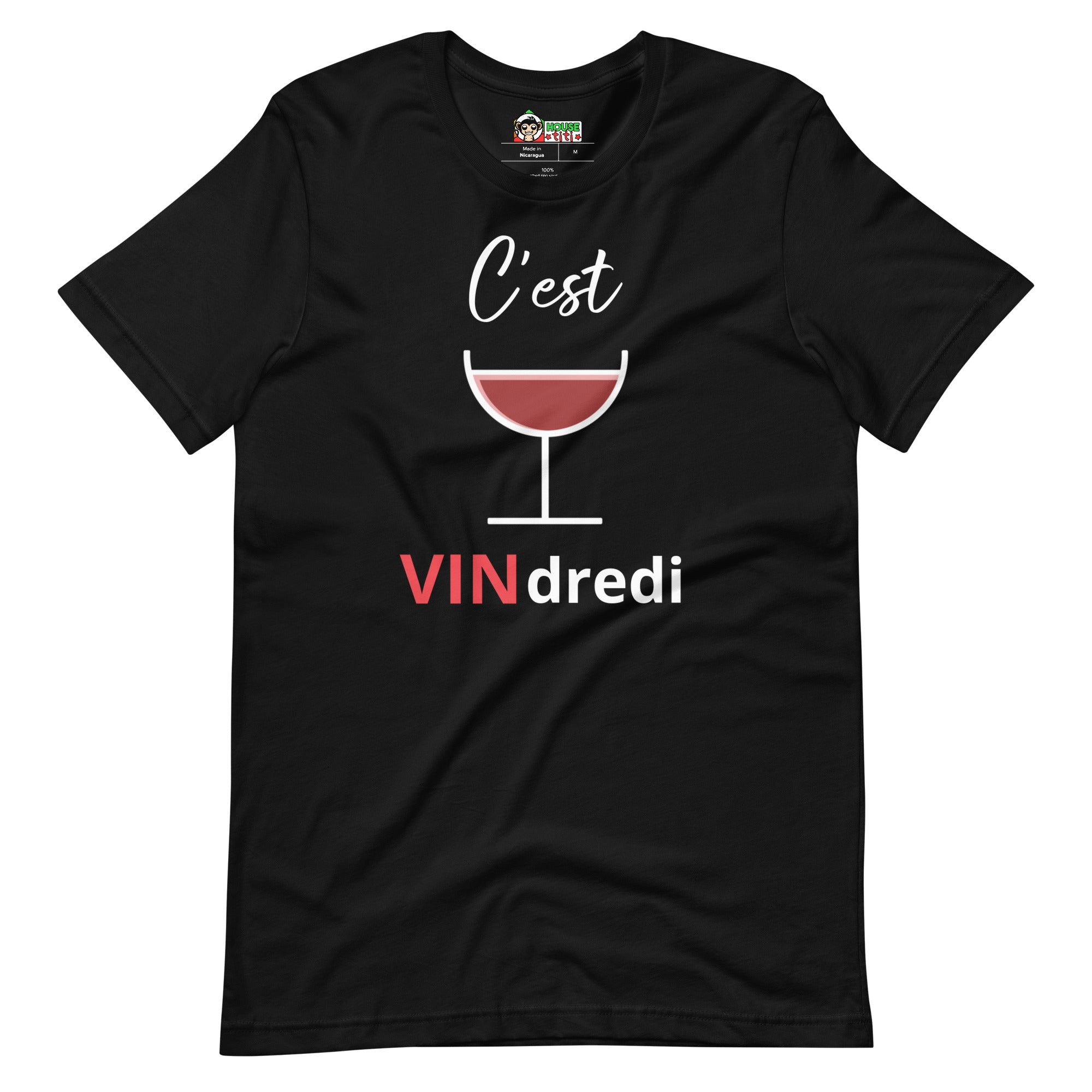 T-shirt unisexe C'est VINdredi (Lettrage blanc)