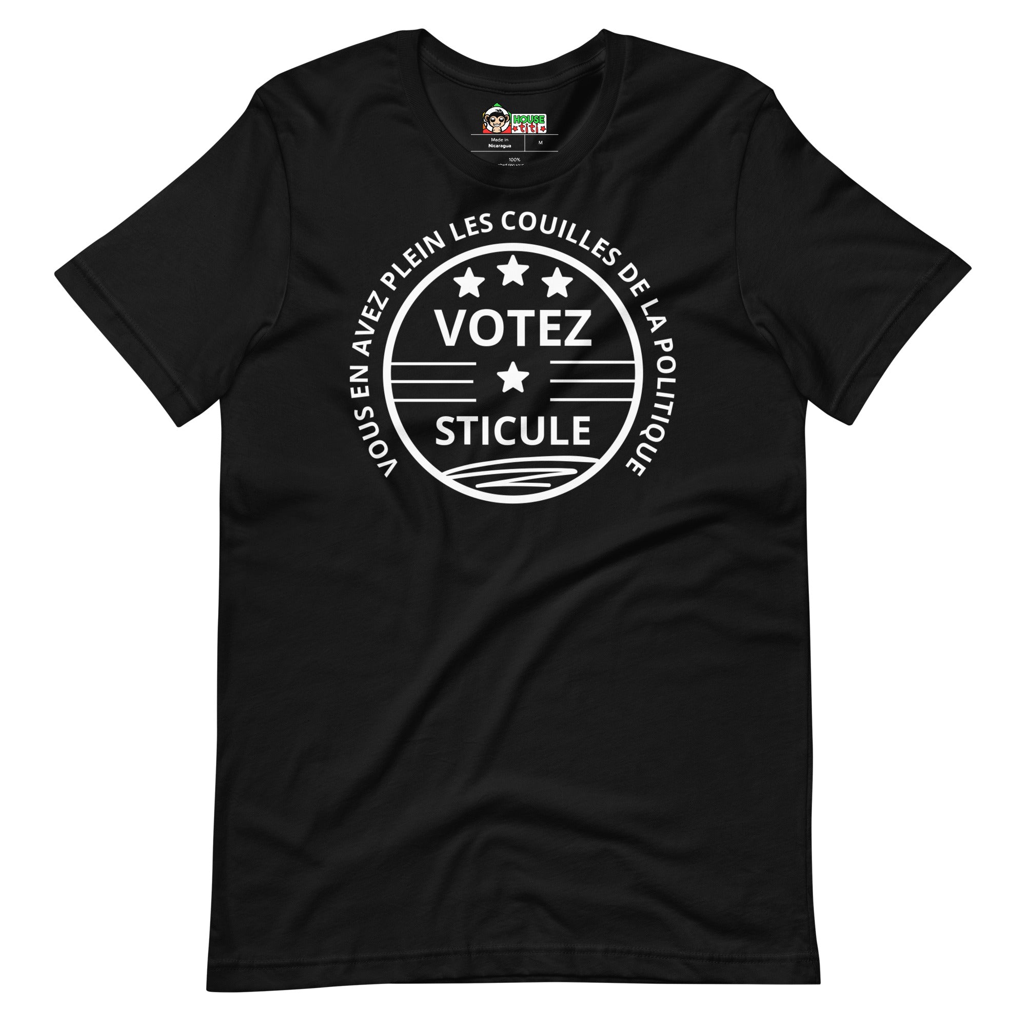 T-shirt unisexe Votez Sticule (Lettrage blanc)