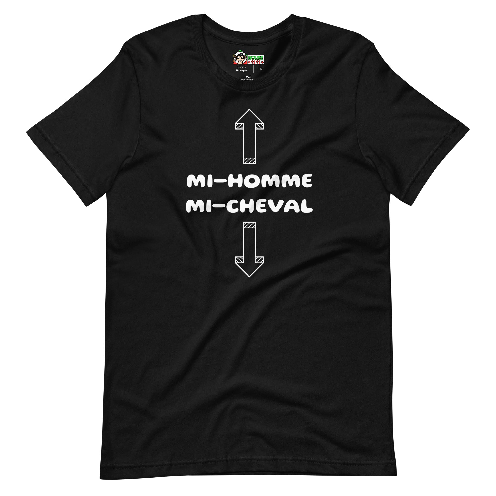 T-shirt unisexe Mi-Homme Mi-Cheval Lettrage clair