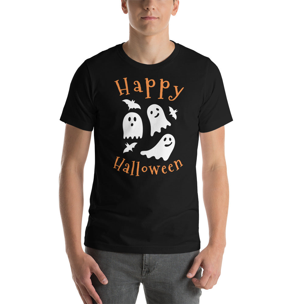 T-shirt unisexe Happy Halloween Fantômes et Chauves-Souris