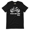 T-shirt unisexe Peace and Vélo (Lettrage clair)