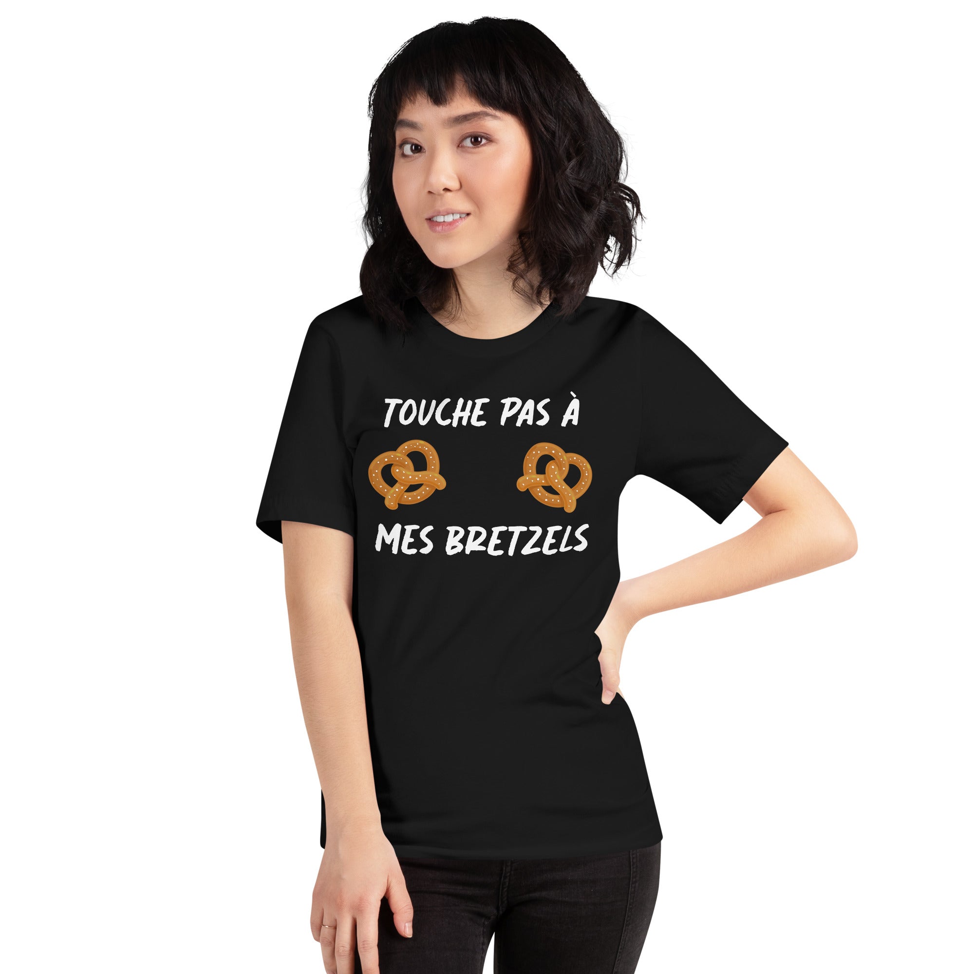 T-shirt unisexe Touche pas à mes bretzels (Lettrage clair)