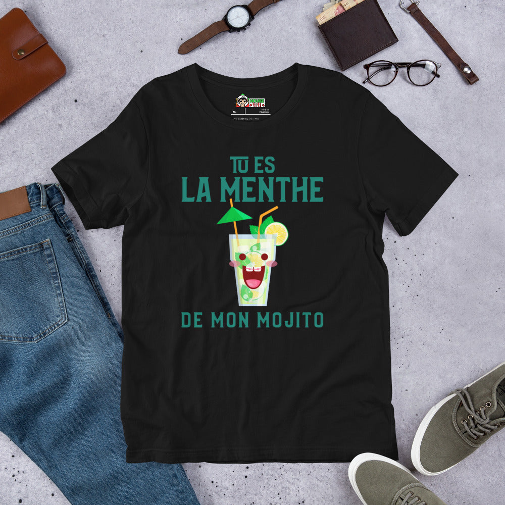 Tee-shirt noir entier avec objets Tu es la menthe de mon mojito