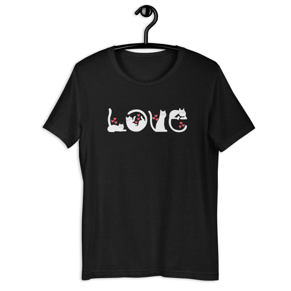 T-Shirt à manches courtes unisexe Chats Love