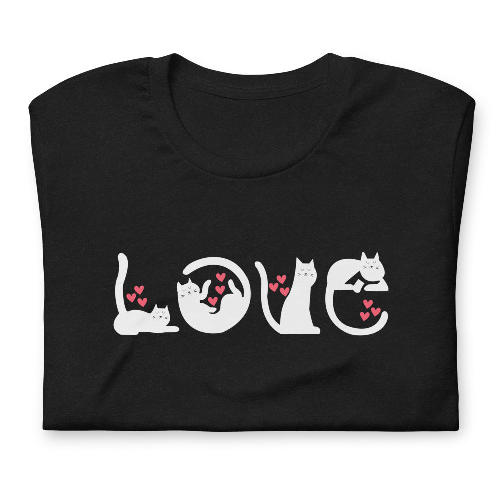 T-Shirt à manches courtes unisexe Chats Love