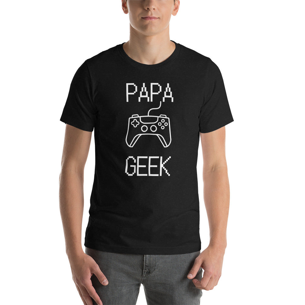 T-shirt unisexe Papa Geek (Lettrage blanc)