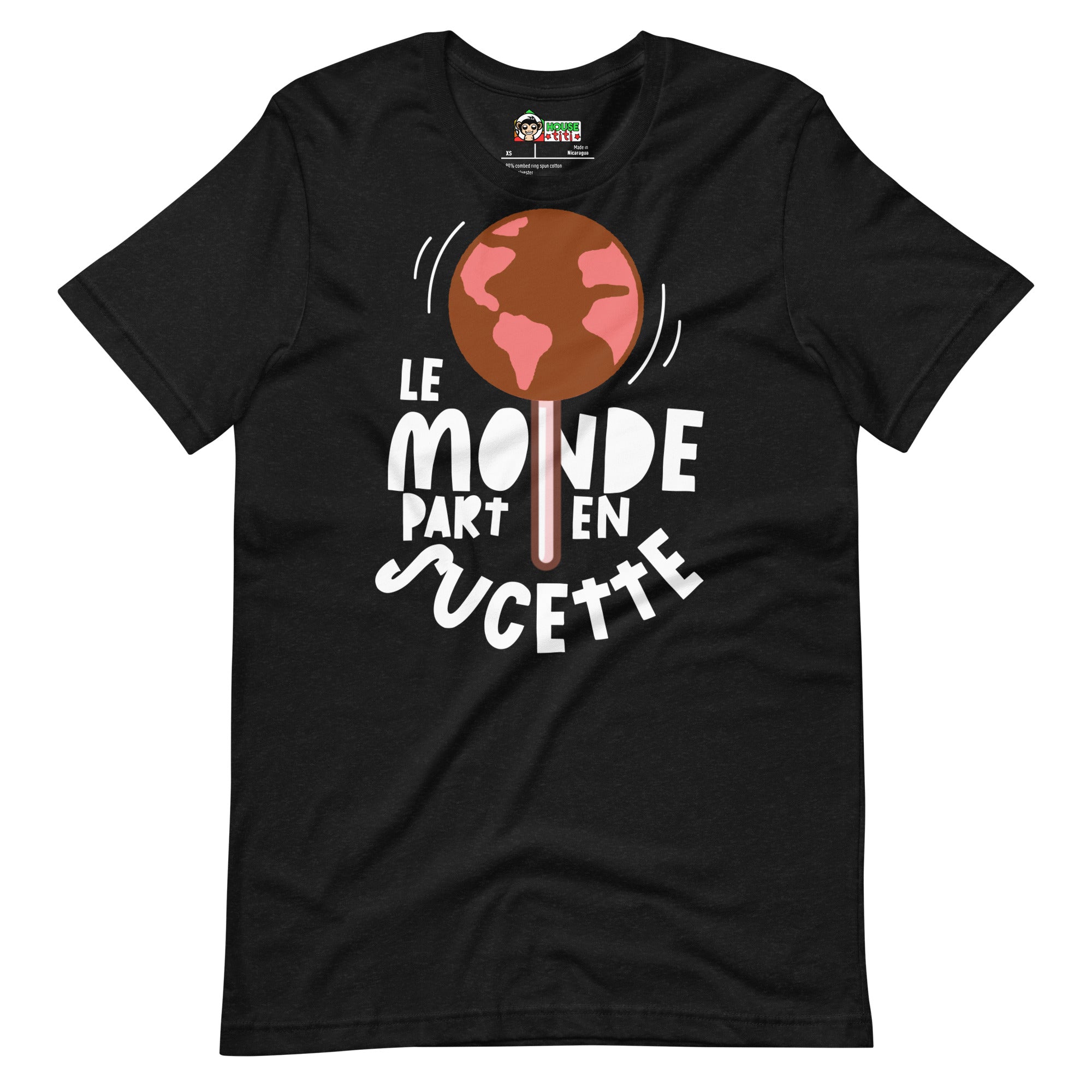 T-shirt unisexe Le Monde Part En Sucette (Lettrage clair)