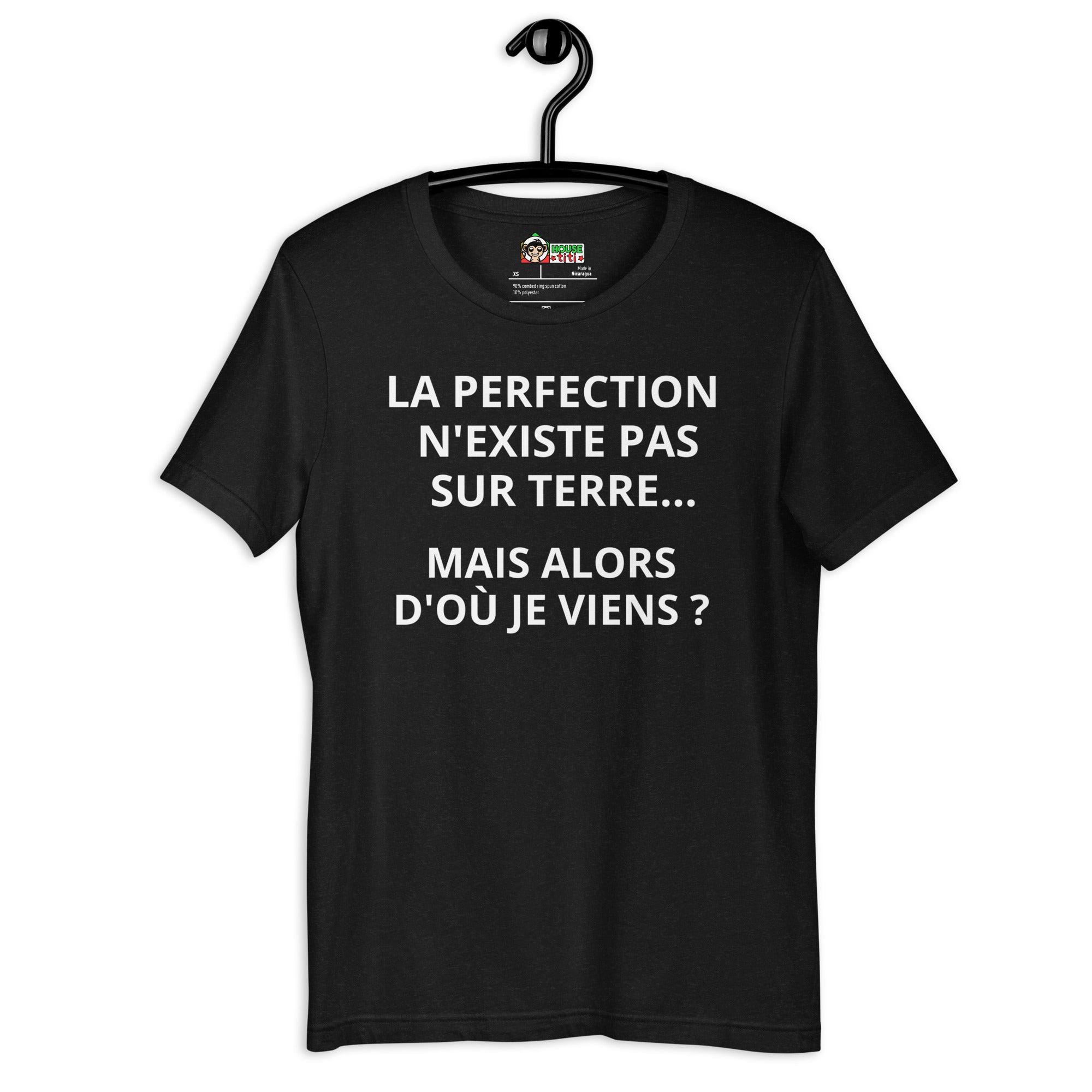 T-shirt unisexe La Perfection N'existe Pas Sur Terre (Lettrage clair)