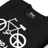 T-shirt unisexe Peace and Vélo (Lettrage clair)