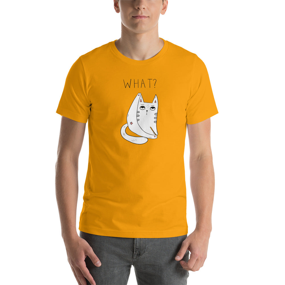 T-shirt Cat What Unisexe à Manches Courtes