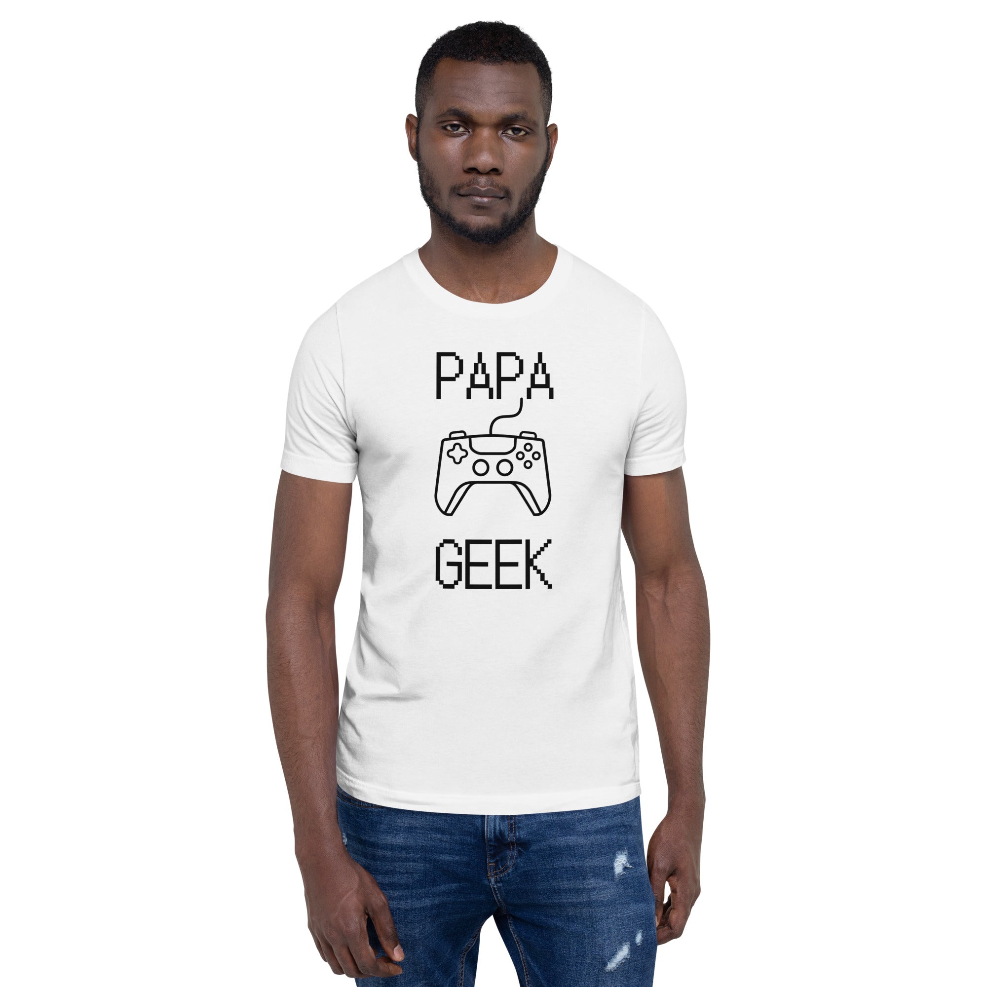 T-shirt unisexe Papa Geek (Lettrage noir)