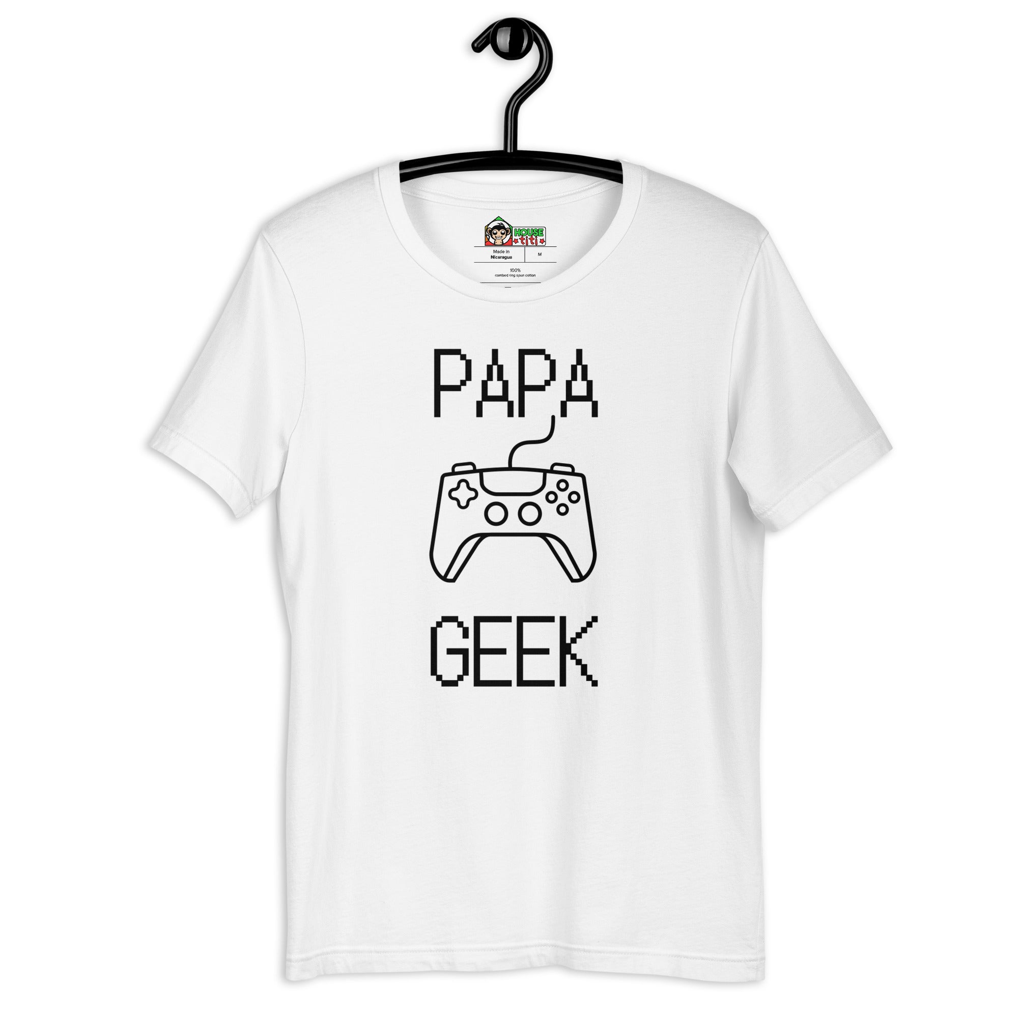 T-shirt unisexe Papa Geek (Lettrage noir)