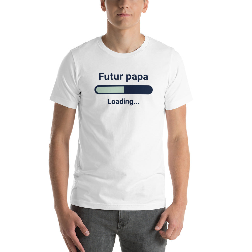 T-shirt unisexe Futur Papa loading (Lettrage foncé)