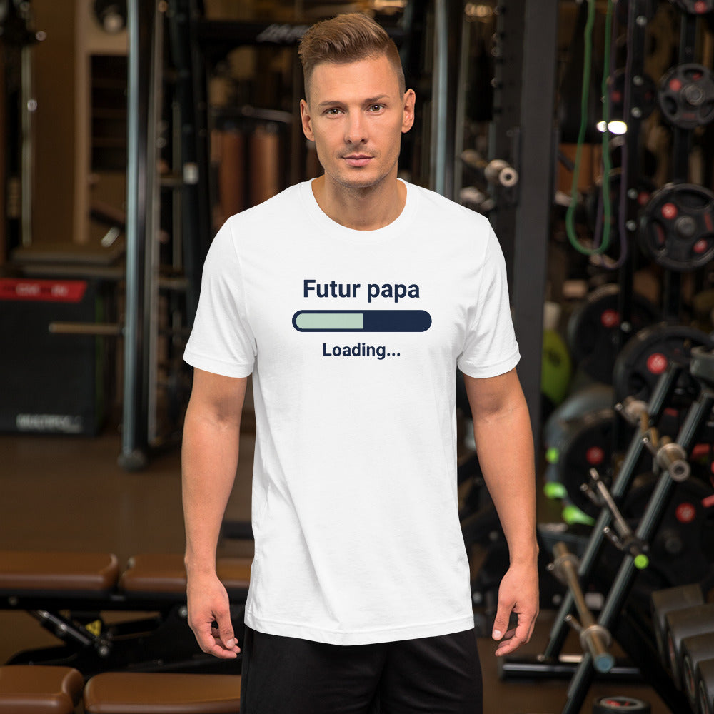 T-shirt unisexe Futur Papa loading (Lettrage foncé)