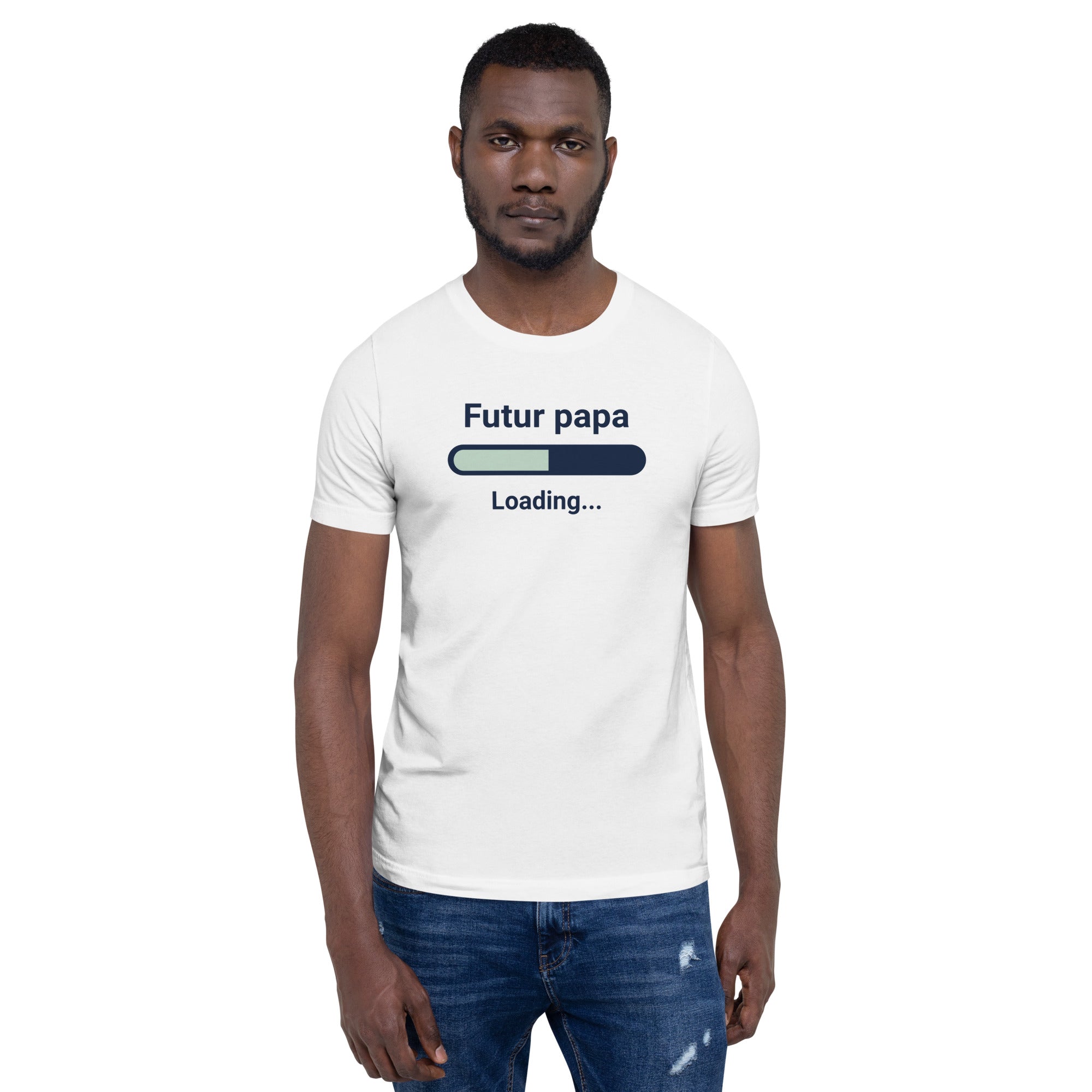 T-shirt unisexe Futur Papa loading (Lettrage foncé)