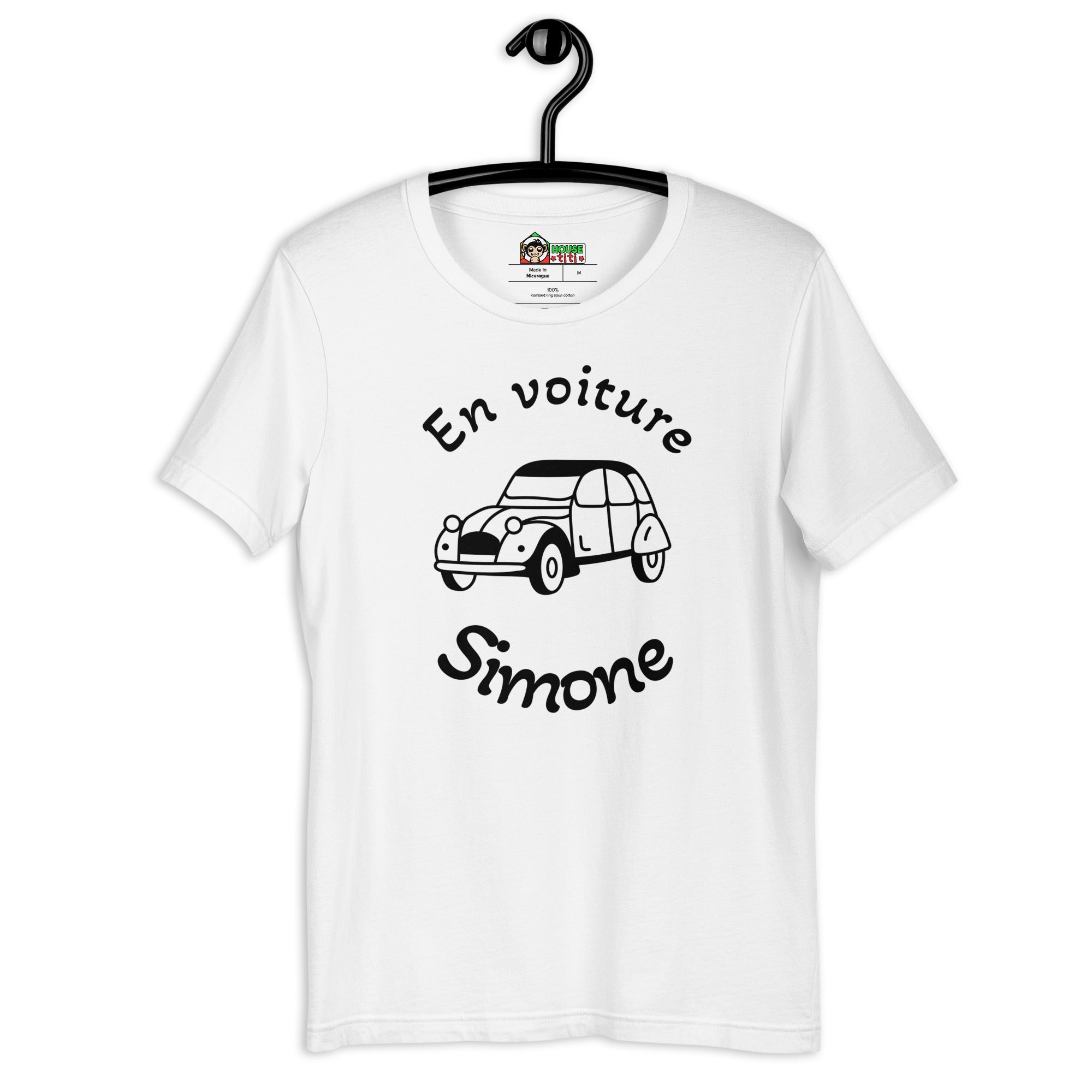 T-shirt unisexe En Voiture Simone (Lettrage noir)