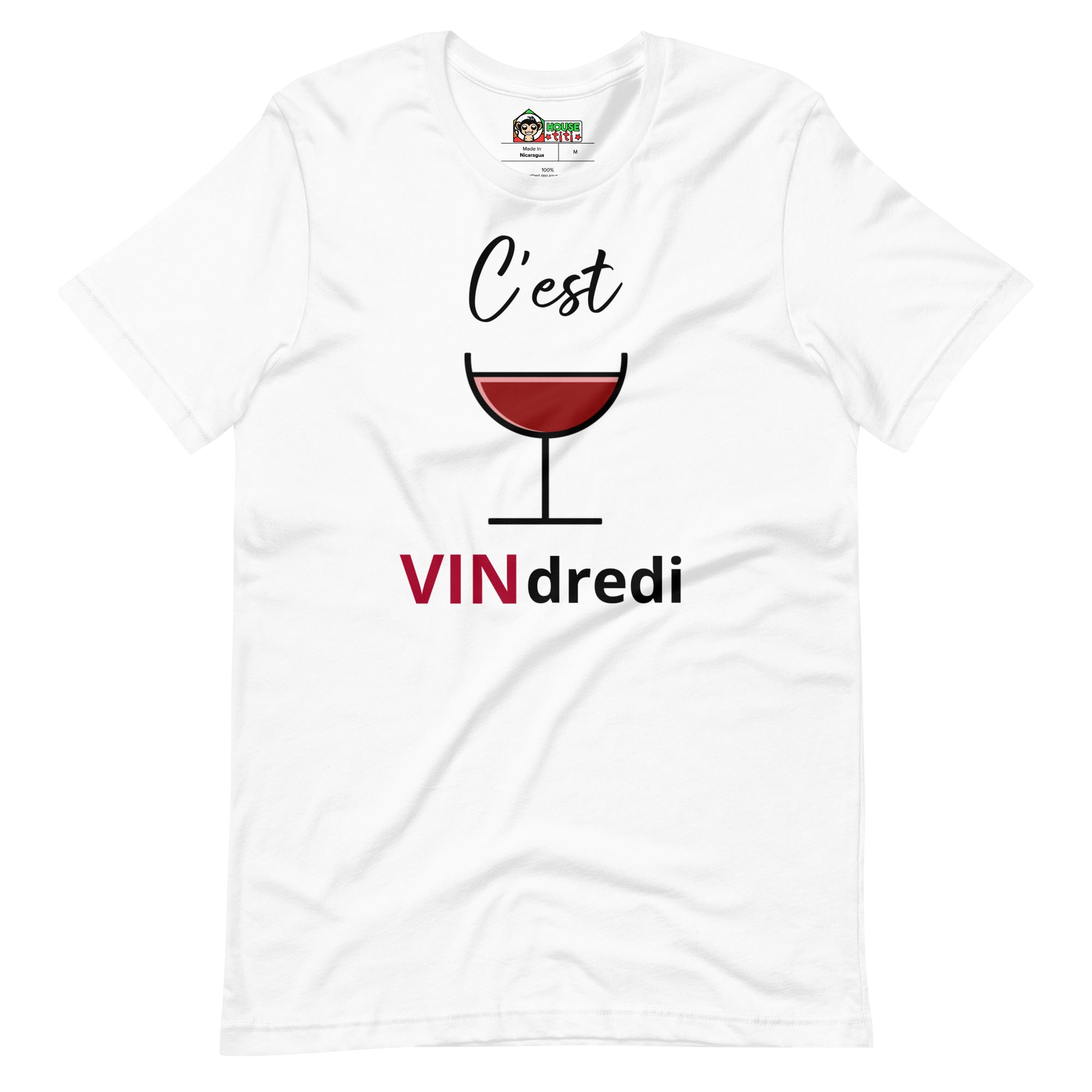 T-shirt unisexe C'est VINdredi (Lettrage noir)