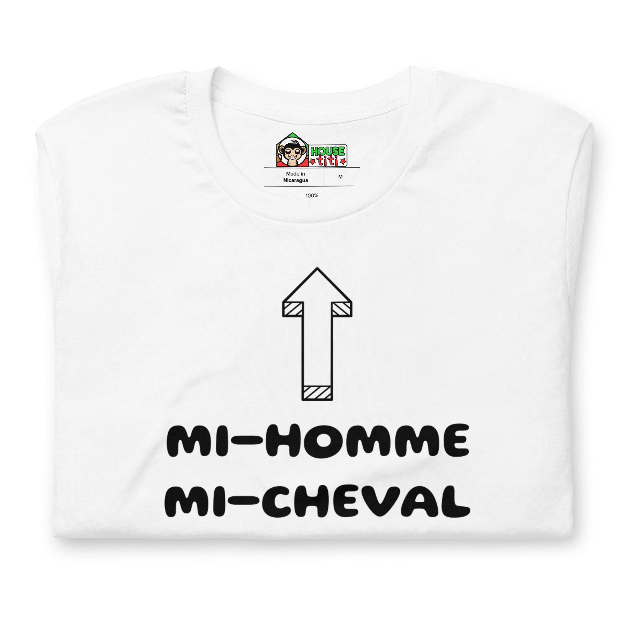 T-shirt unisexe Mi-Homme Mi-Cheval Lettrage foncé