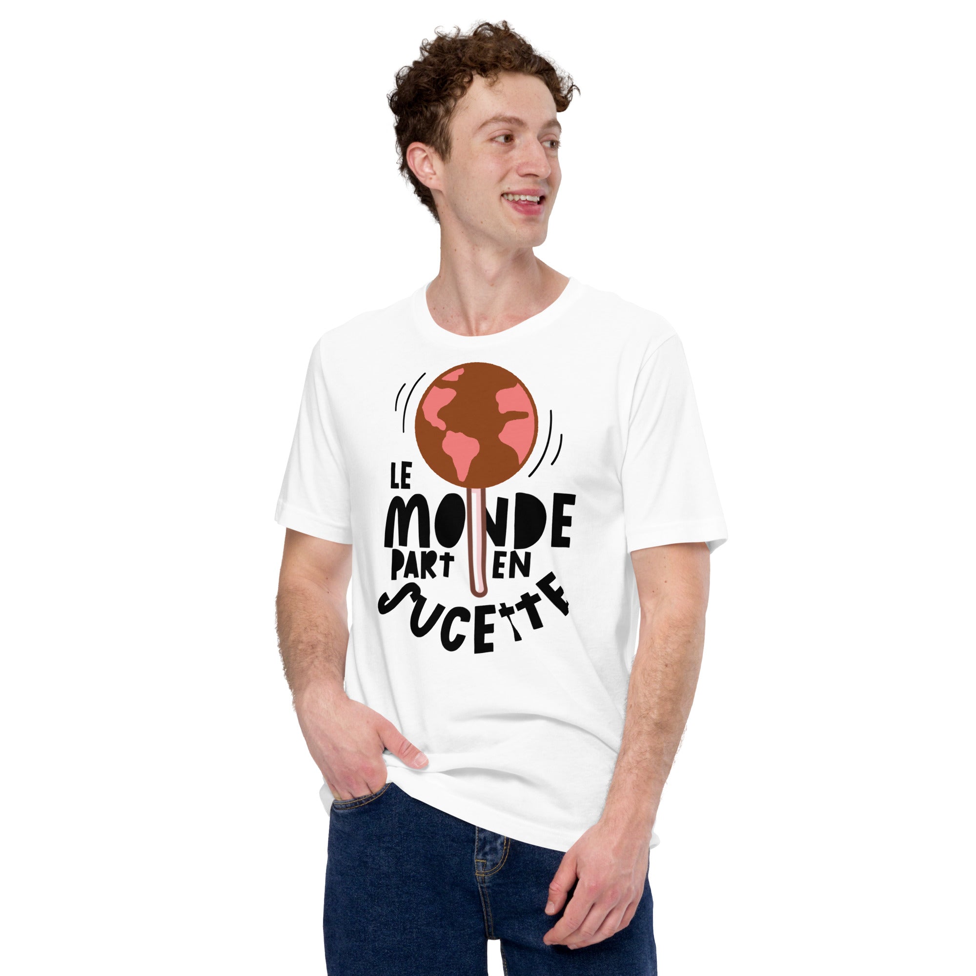 T-shirt unisexe Le Monde Part En Sucette (Lettrage foncé)