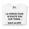 T-shirt unisexe La Perfection N'existe Pas Sur Terre (Lettrage foncé)