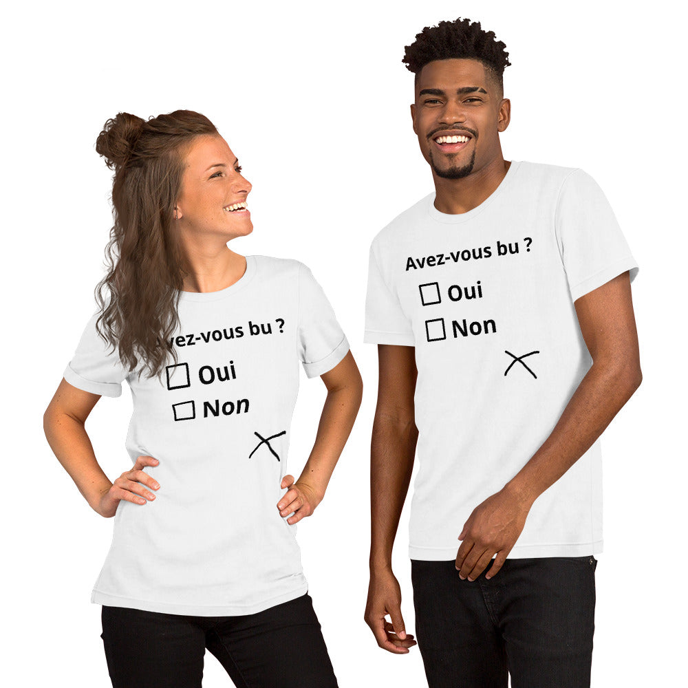 T-shirt unisexe Avez-vous bu ? (Lettrage foncé)