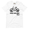 T-shirt unisexe Peace and Vélo (Lettrage foncé)