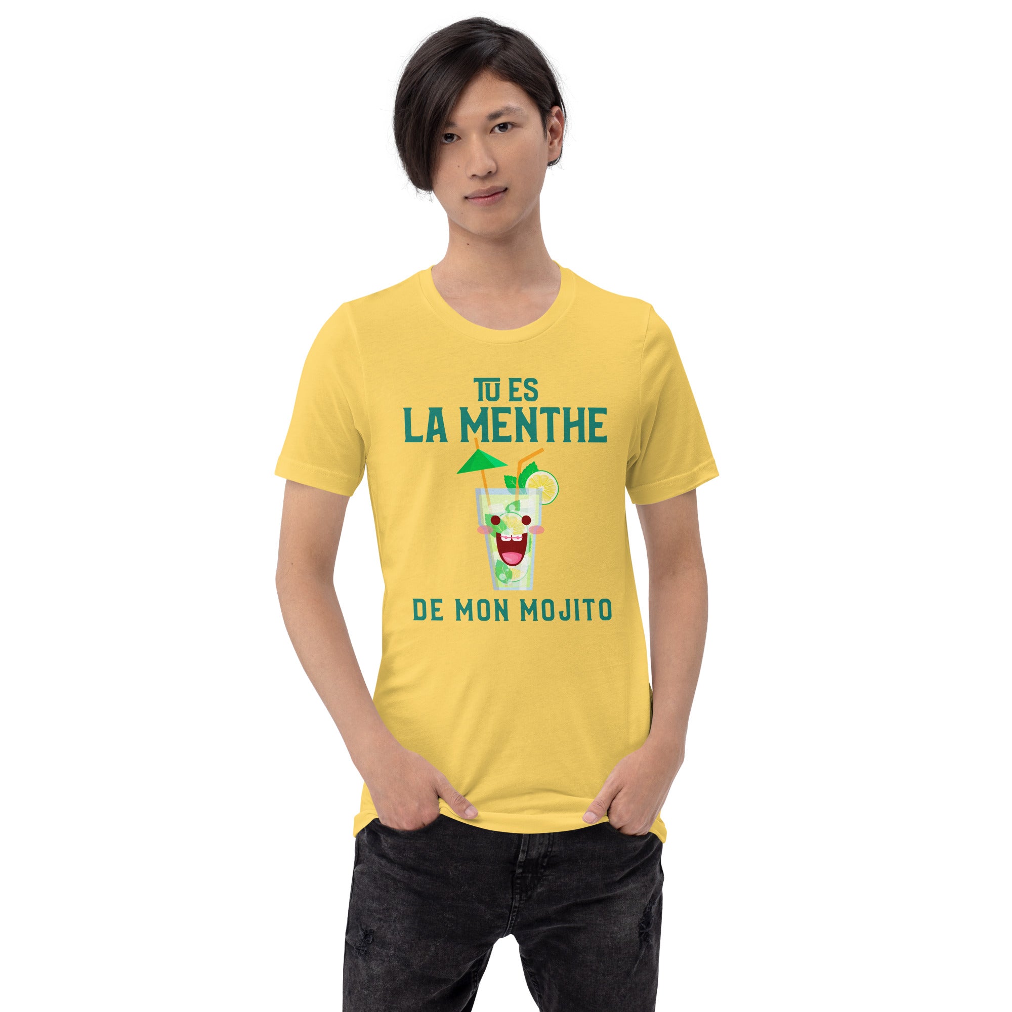 Tee-shirt jaune homme Tu es la menthe de mon mojito