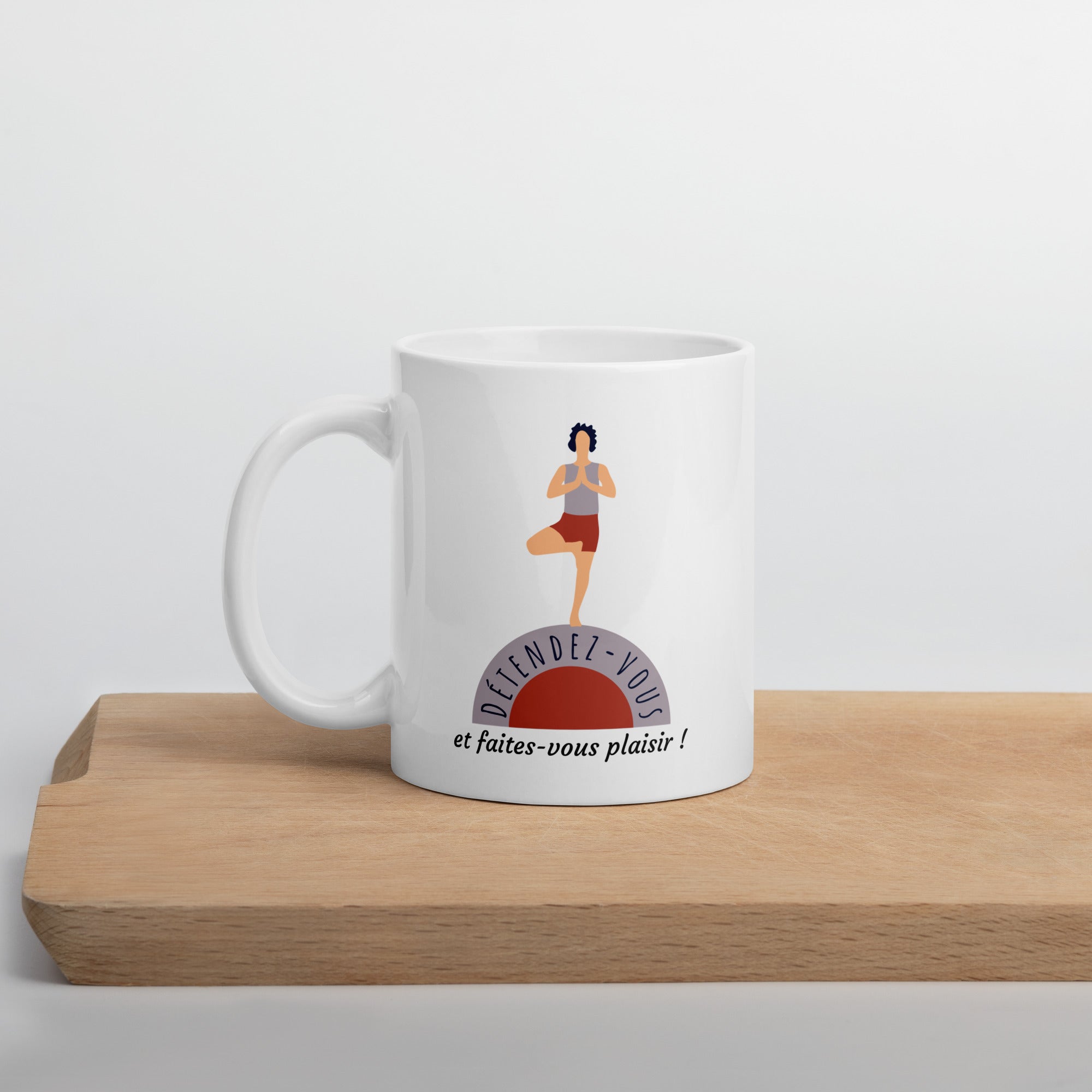 Mug Blanc Brillant Yoga Détendez-Vous