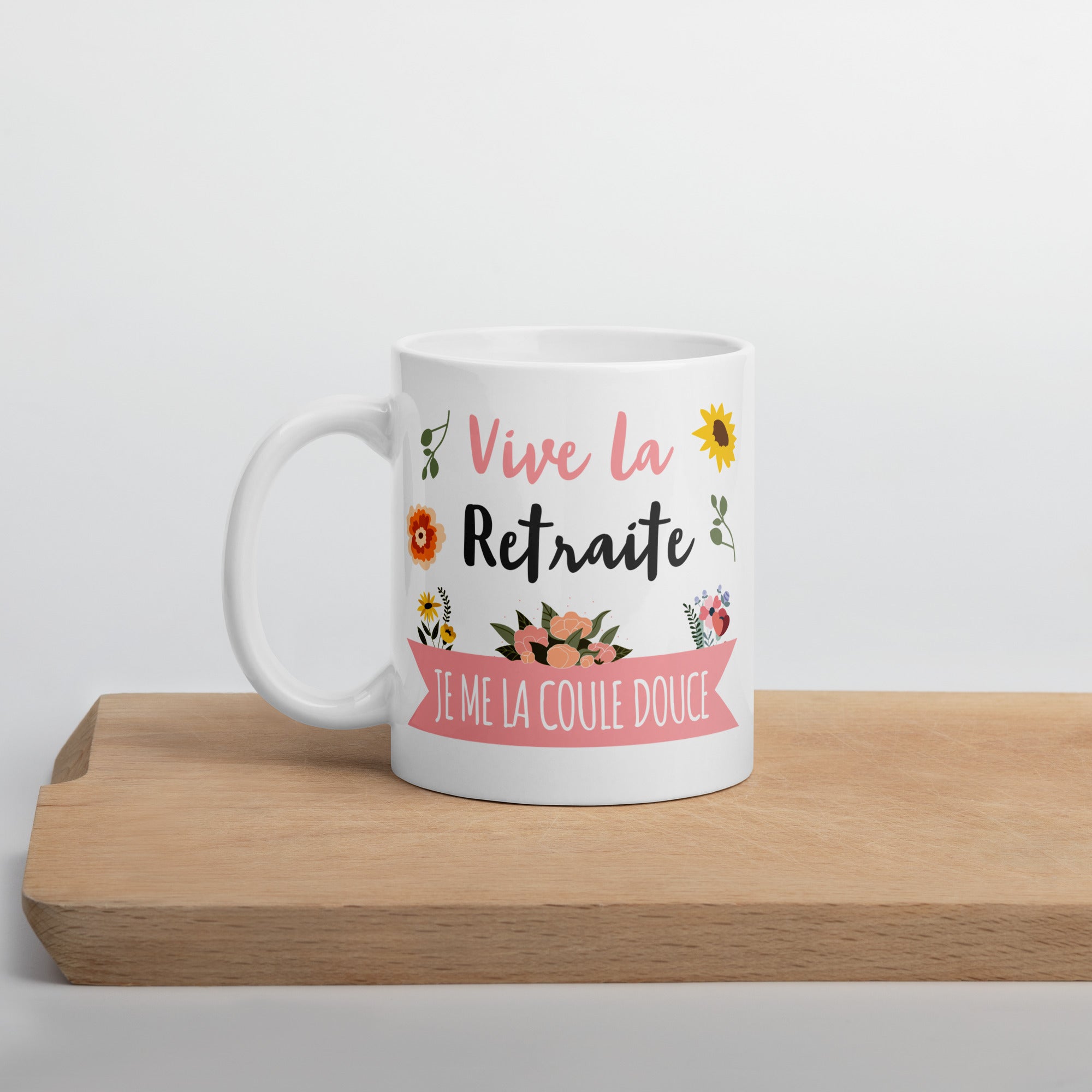 Mug Blanc Brillant Vive la Retraite