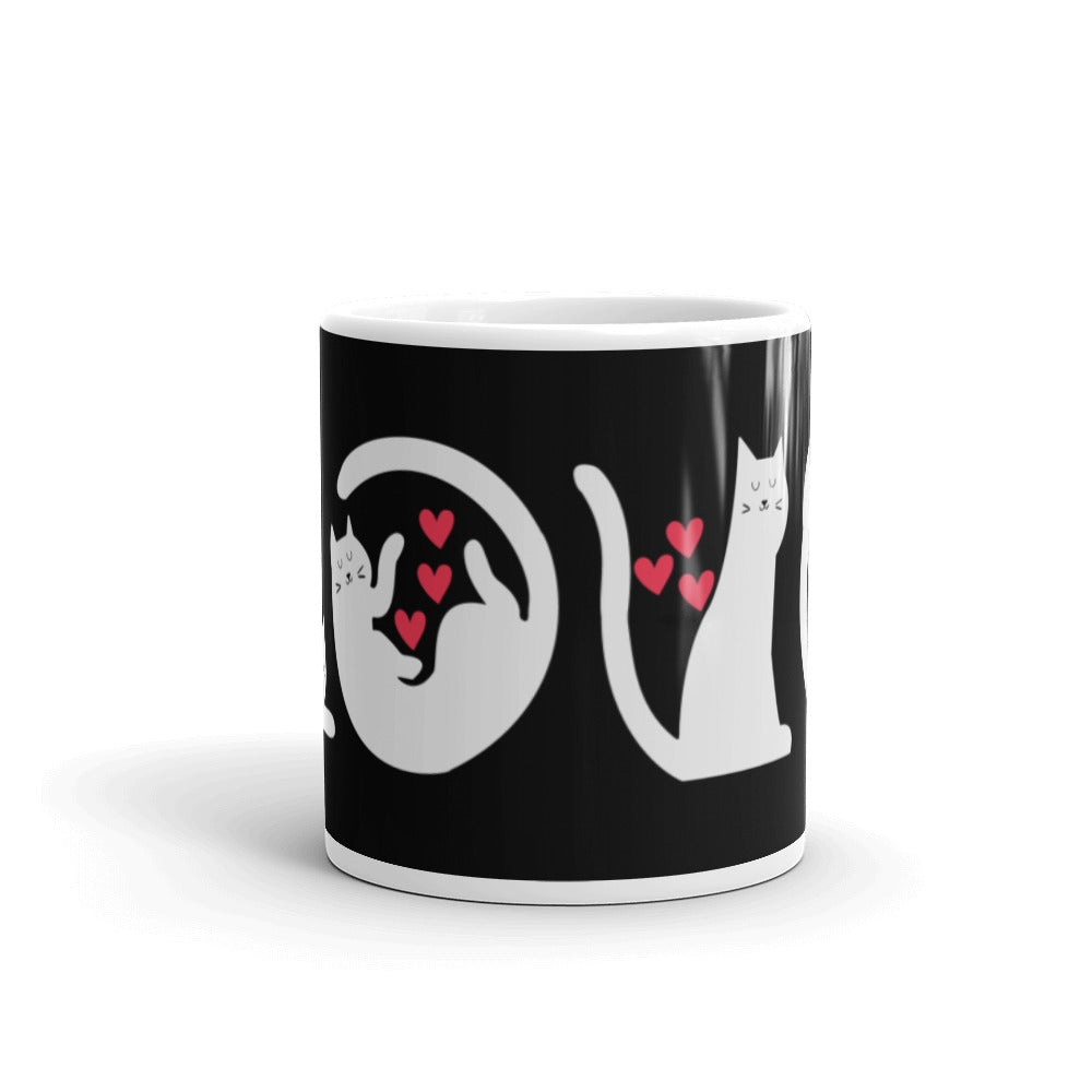 Mug Blanc Brillant Chats Love