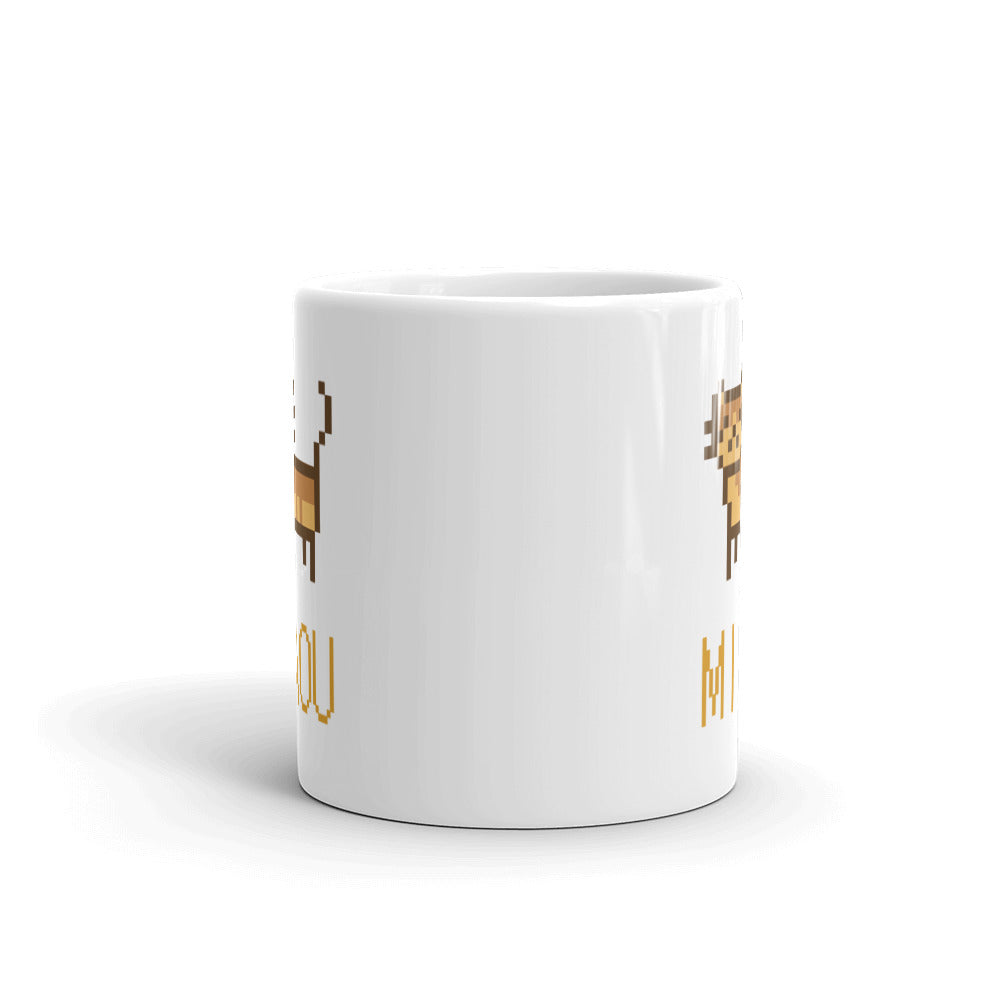 Mug Blanc Brillant Chat Pixel Miaou