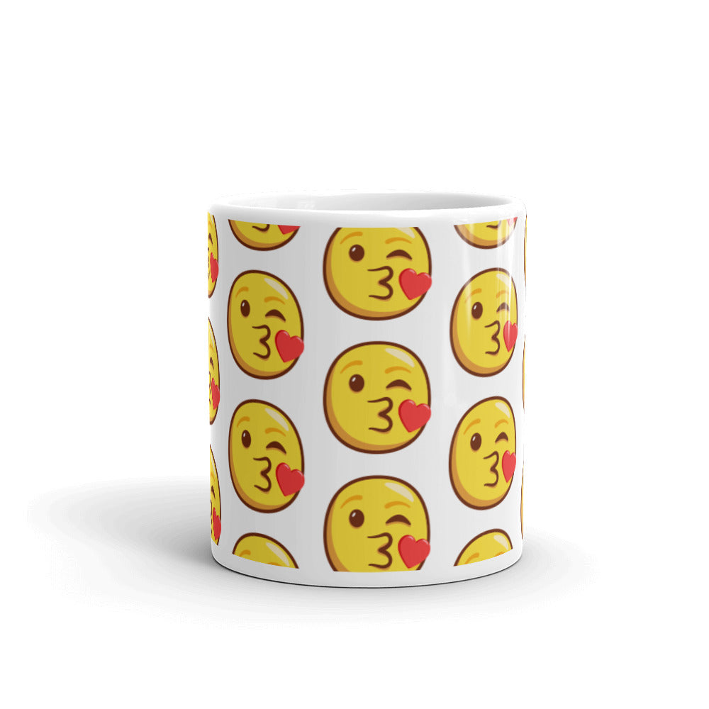 Mug Blanc Brillant Visage Jetant Un Baiser