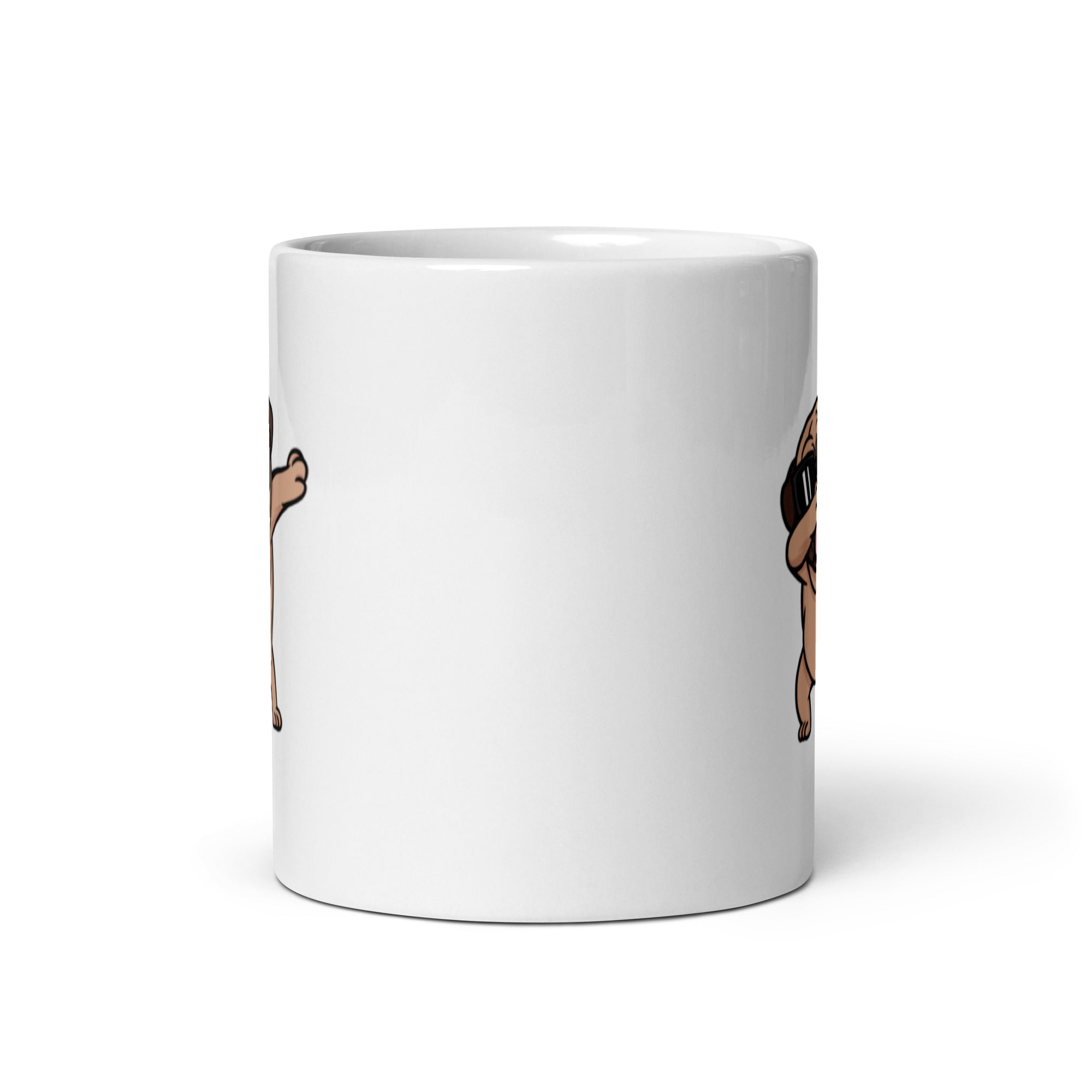 Mug Blanc Brillant Chien Carlin Faisant un Dab