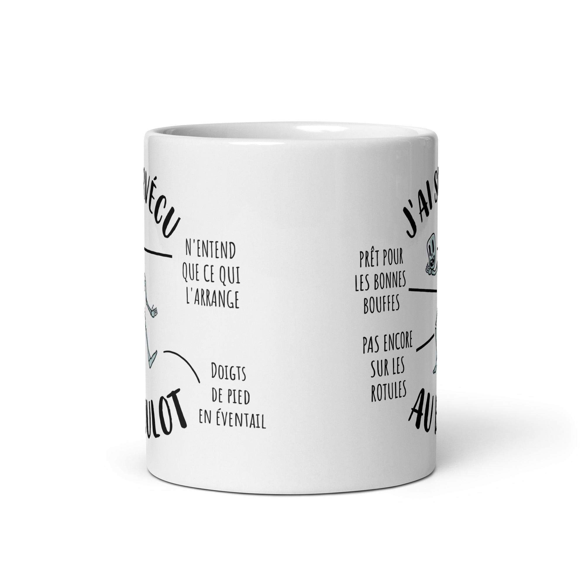 Mug Blanc Brillant J'ai Survécu au Boulot