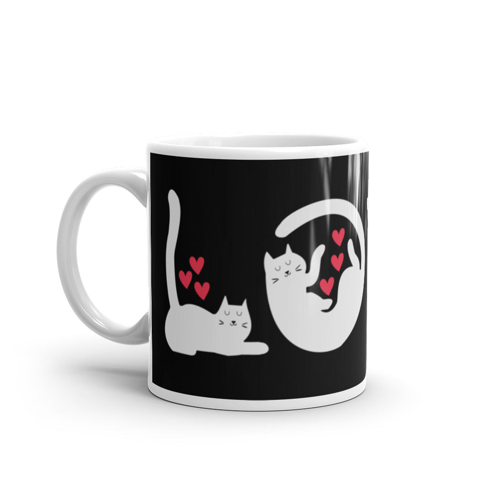 Mug Blanc Brillant Chats Love