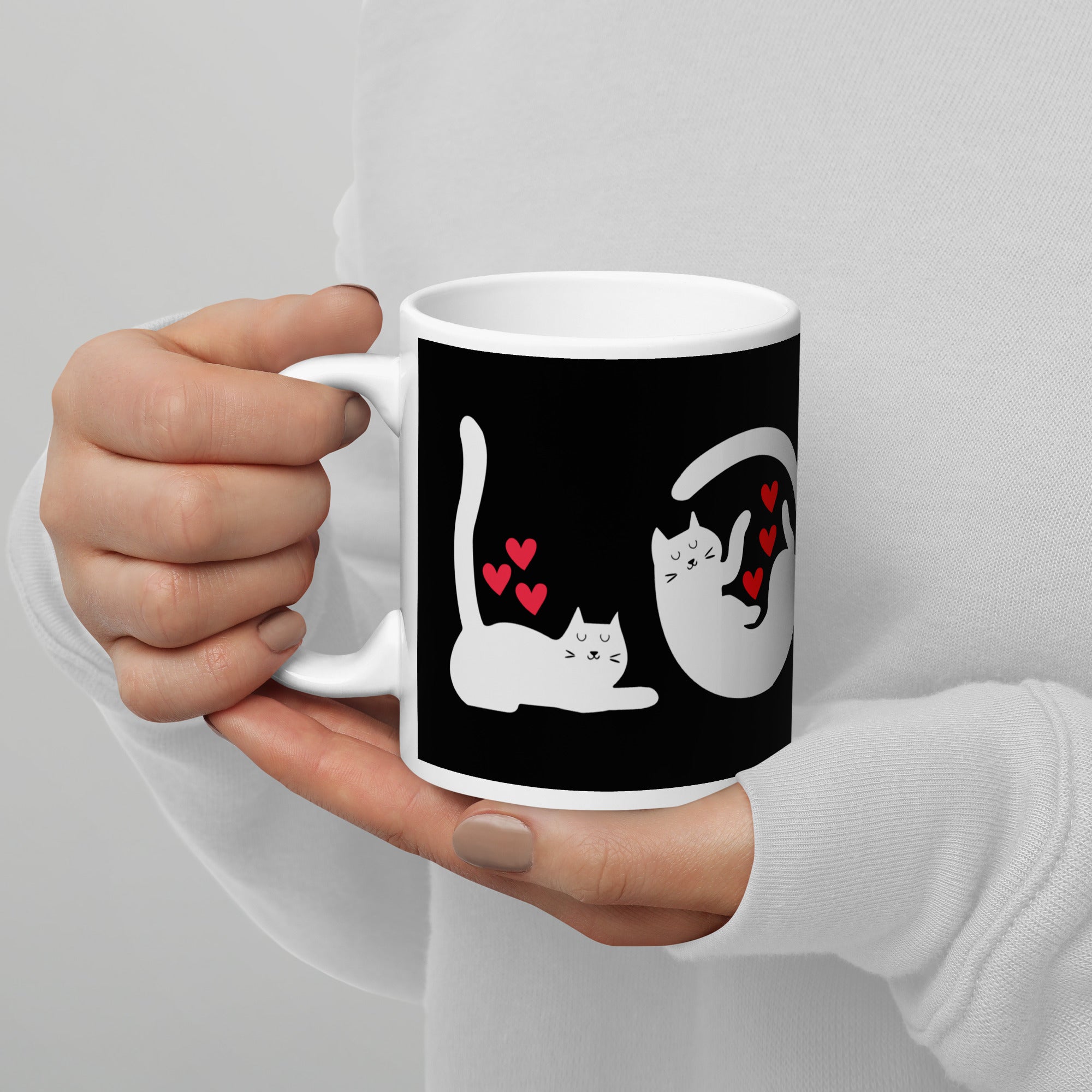 Mug Blanc Brillant Chats Love